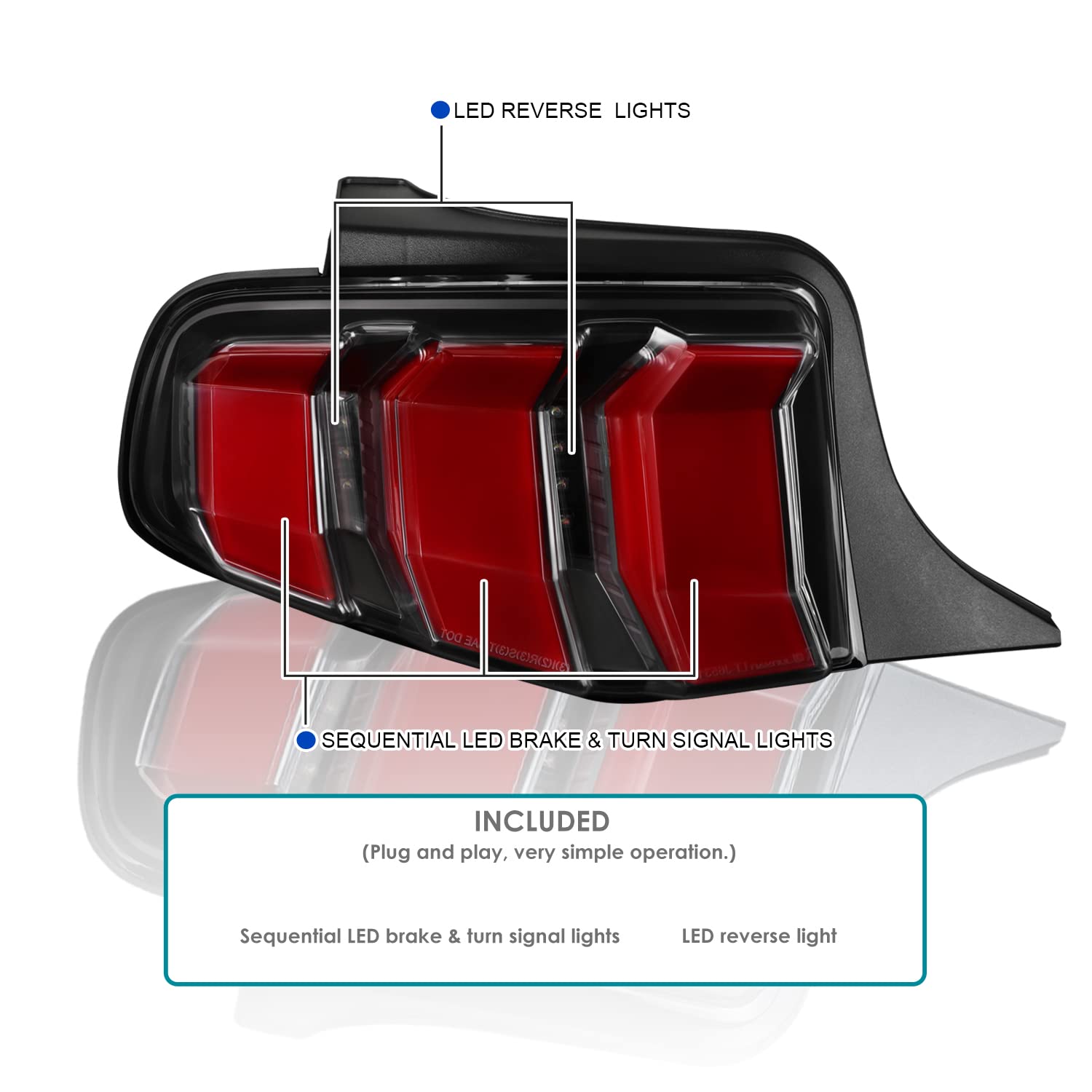 Spec-D Tuning Black LED Tail Lights with Red Sequential Turn Signals - Compatible with 2010-2012 Ford Mustang (Pair) - Upgrade Your Ride for Night Driving & Car Shows