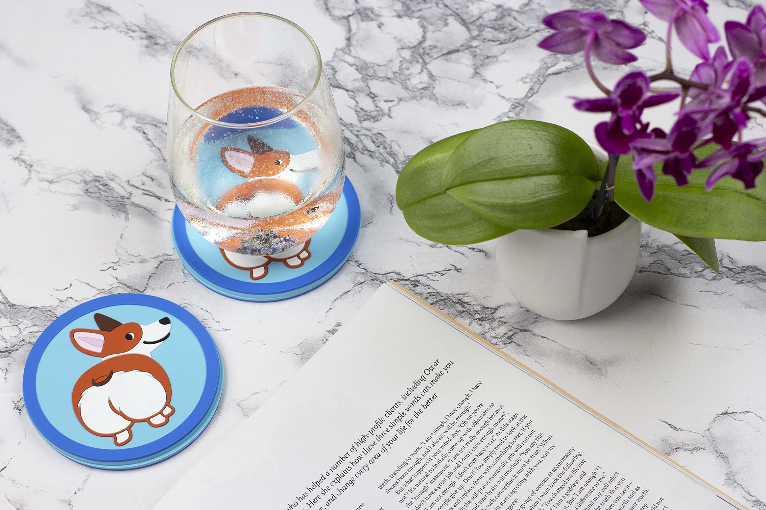 4 Pack Funny Dog Butt Silicone Drink Coasters - Non-Slip Corgi Coasters for Coffee Tables, Unique Gifts for Dog Lovers & Women - Perfect for Home, Office, and Party Use