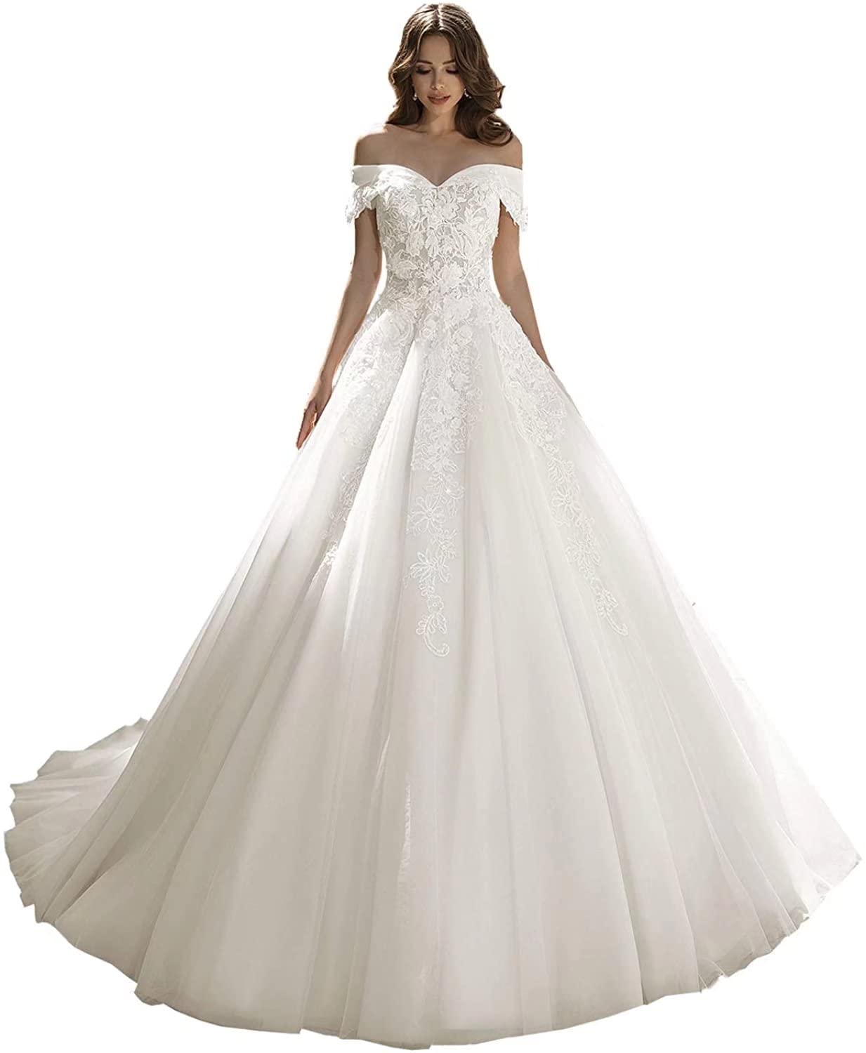 2022 Elegant Lace Wedding Dresses for Women - Beach Bridal Gowns, A-Line Bride Dresses for Outdoor Ceremonies & Destination Weddings