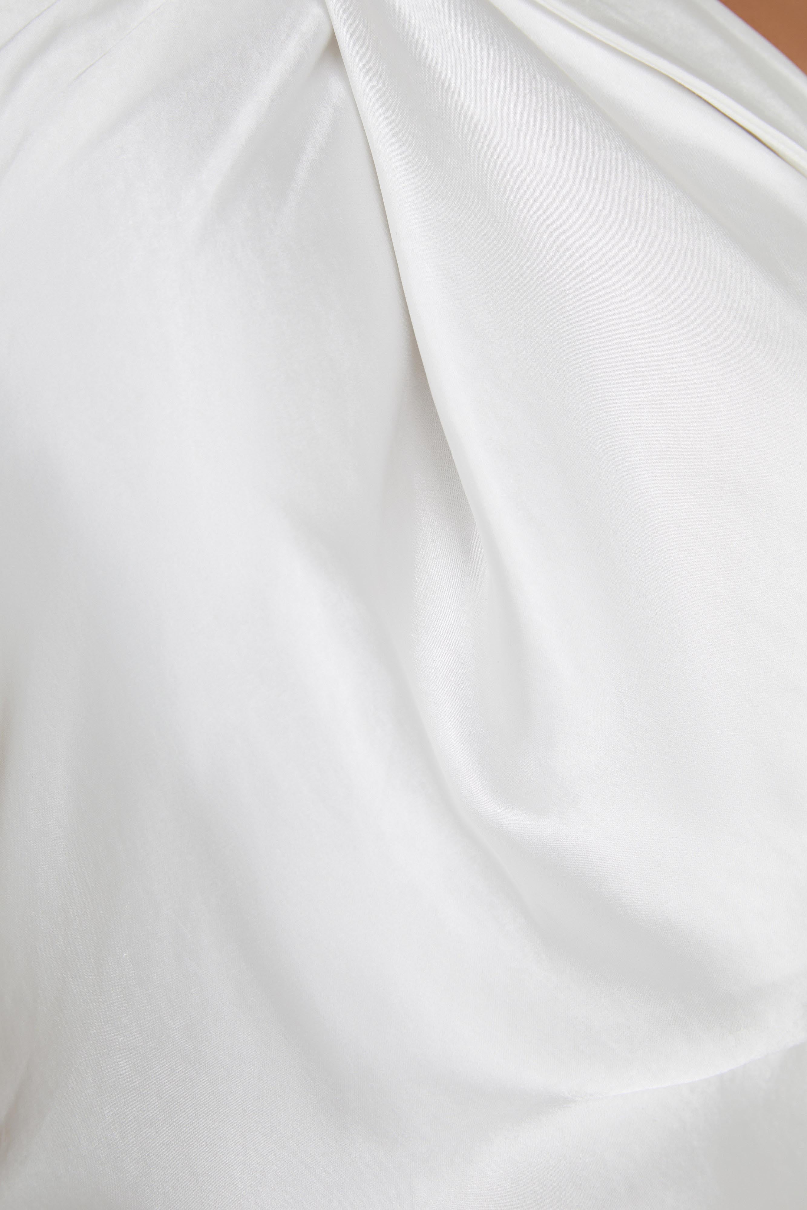 Laura Halter Satin Gown - Elegant White Evening Dress for Prom, Wedding & Special Occasions