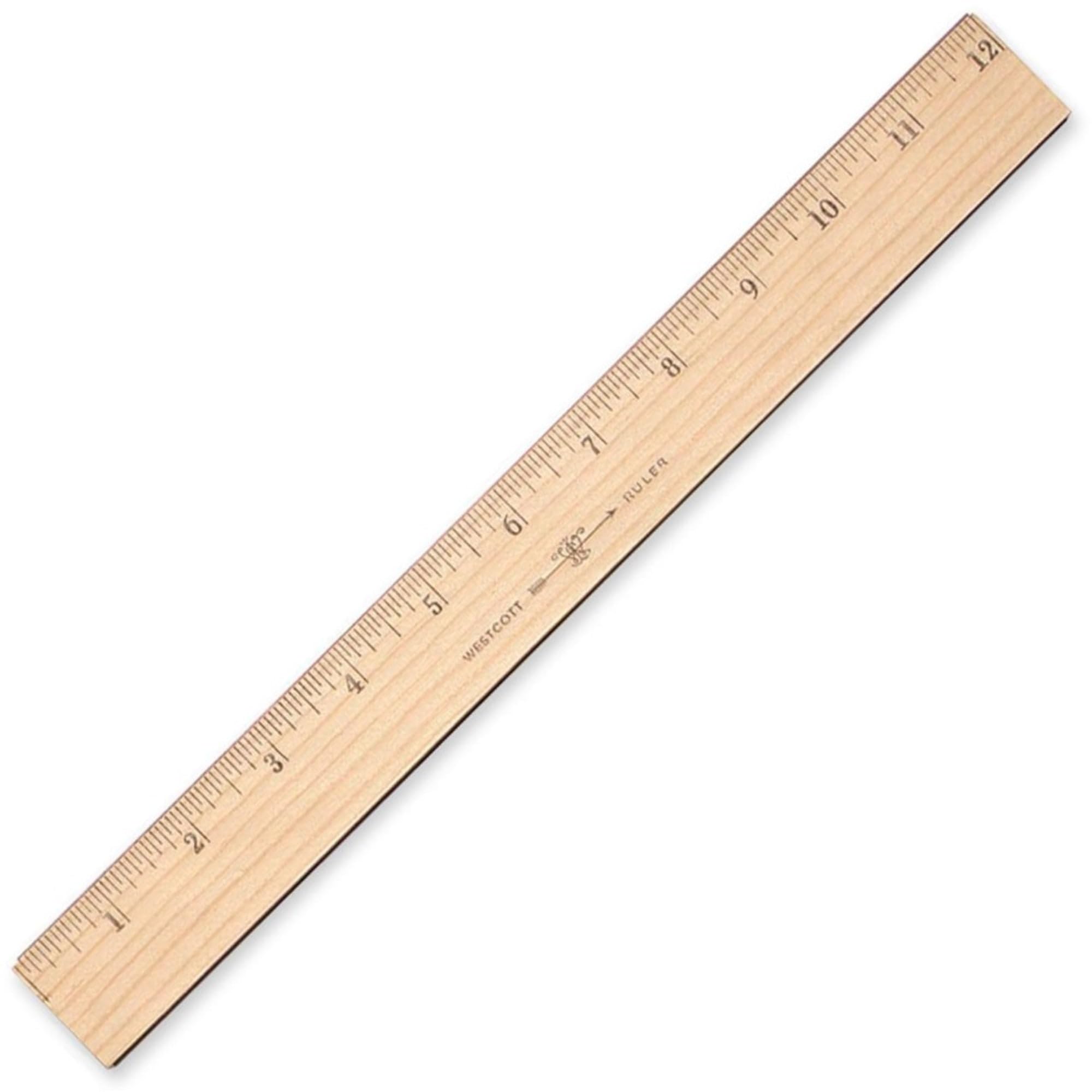 Westcott 12-Inch Wood Ruler with Metal Edge - Dual-Sided Metric Measurement, Clear Lacquer Finish - Perfect for School, Office, and Craft Projects (Model 10375)