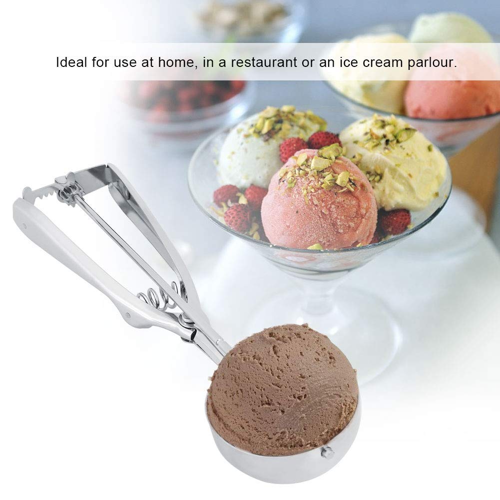 Premium Stainless Steel Ice Cream Scoop with Trigger - 6CM Cookie Dough Scooper for Ice Cream, Cupcake Batter, Mashed Potatoes & Baking - Ideal for Home Kitchens, Bakeries & Ice Cream Shops
