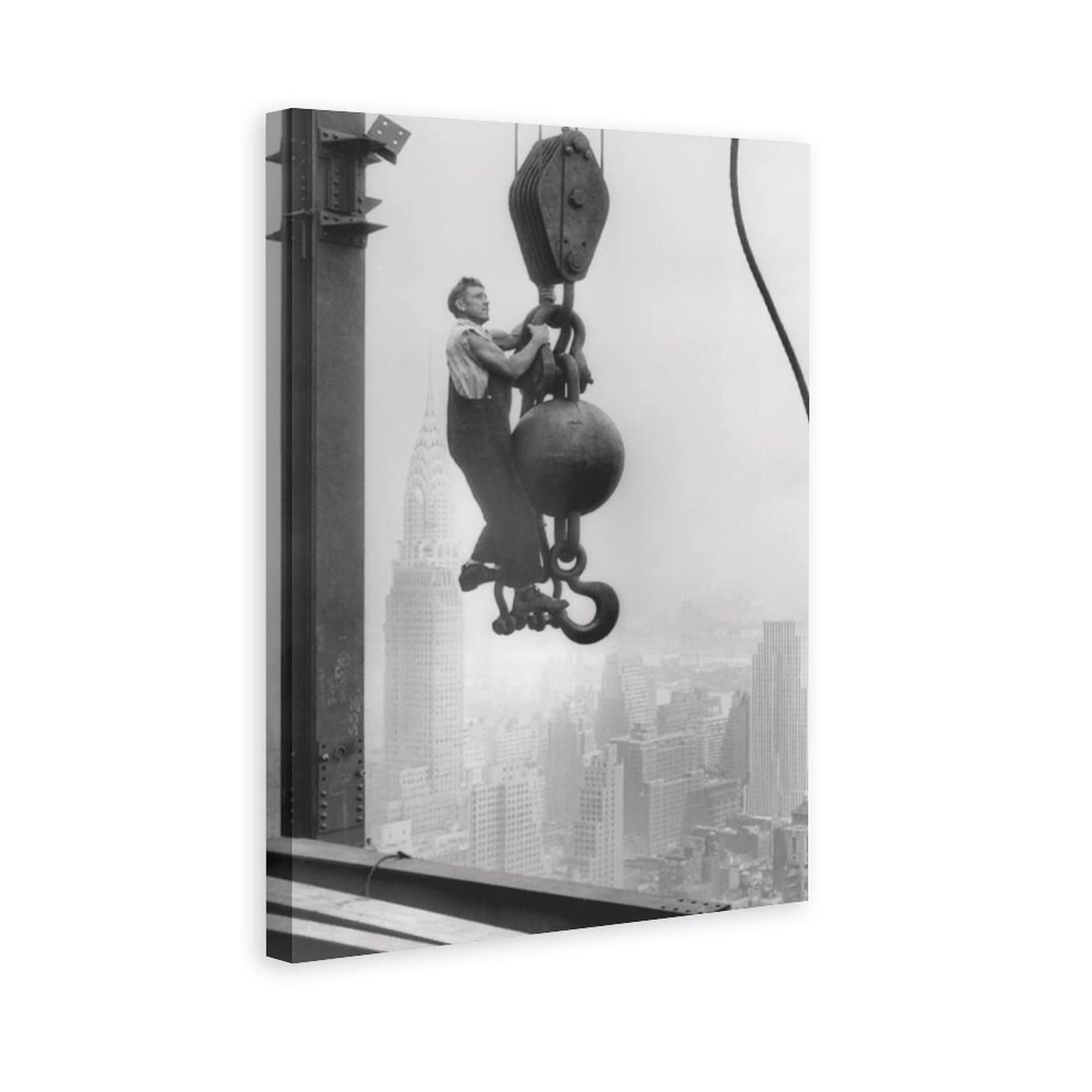 Empire State Building Construction Worker Canvas Poster - Vintage Wall Art Print for Living Room, Bedroom & Office Decor - Perfect Gift for Sports & Landscape Lovers - Home Decoration Painting Picture