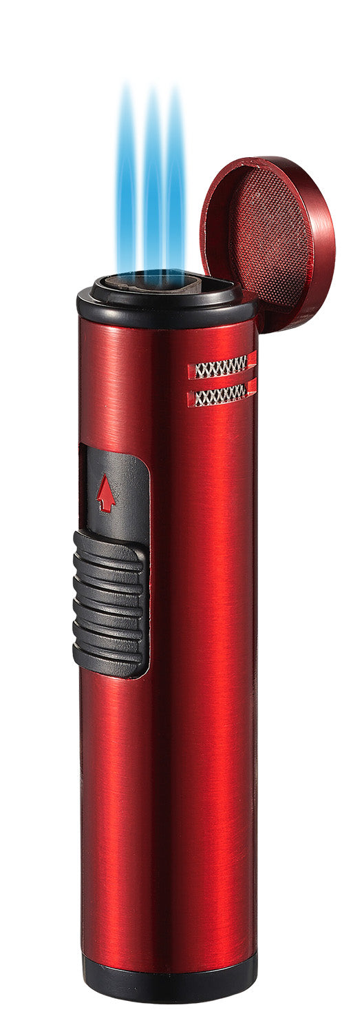 Visol Cobra Triple Flame Cigar Lighter - Windproof Jet Torch Lighter for Cigars, Cigarettes & Outdoor Use - Durable Red Butane Lighter for Smoking Accessories & Camping Gear