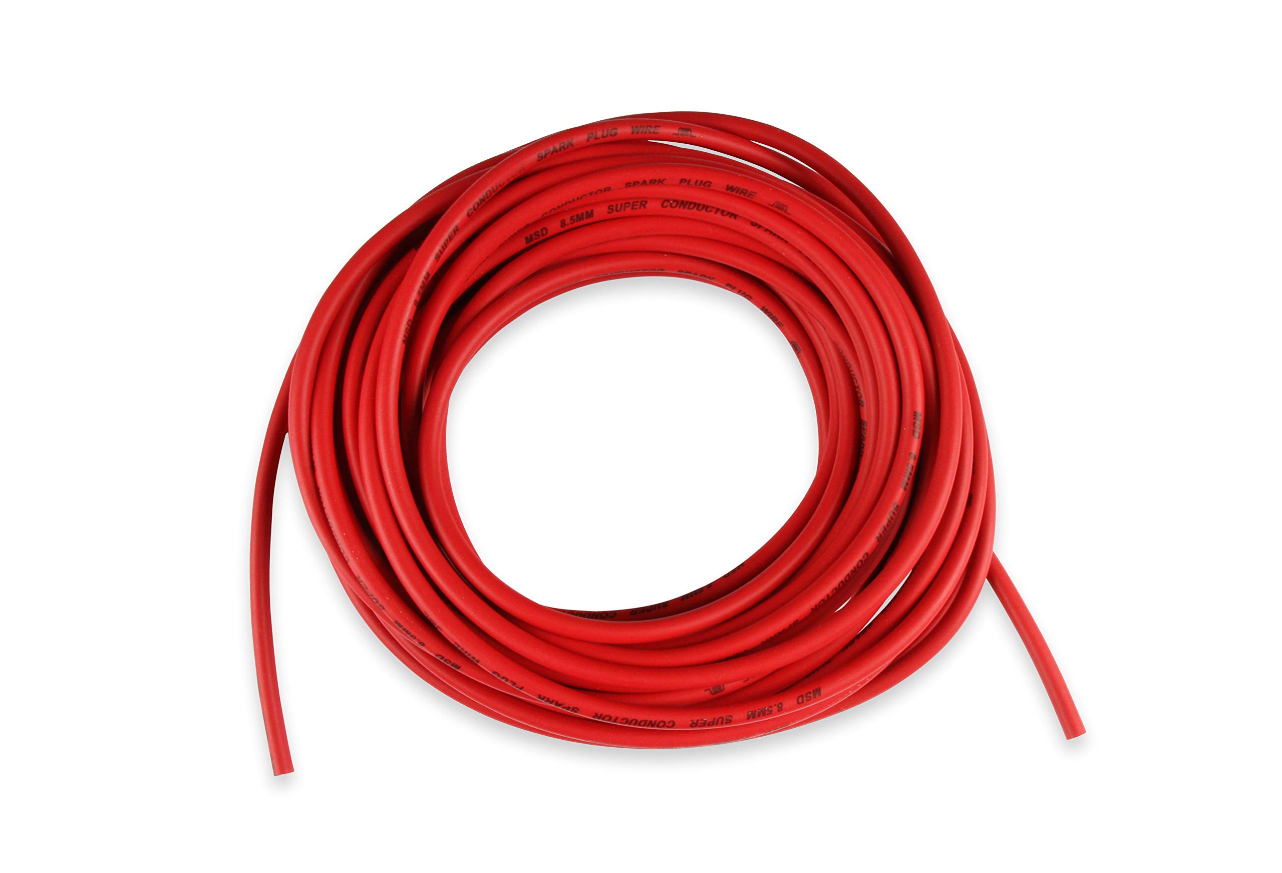 MSD 34029 Super Conductor 8.5mm Red Spark Plug Wire - 50 Ft High Performance Ignition Cable for Automotive Racing & Engine Upgrades