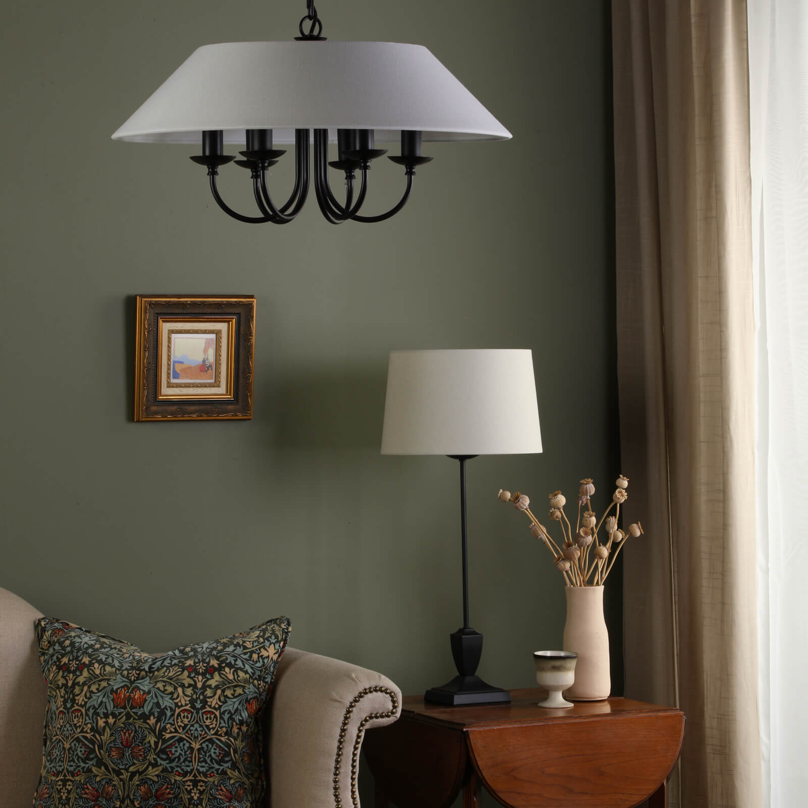 Bessa Table Lamp with Satin Black Base - E14 Socket, Modern Bedside Lighting for Bedroom, Living Room, or Office Desk
