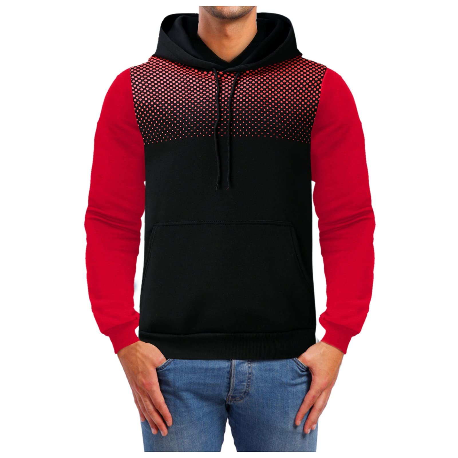 Men's Polka Dot Hoodie - Winter & Autumn Sports Fitness Pullover with Hood - Casual Wear for Gym, Running & Outdoor Activities
