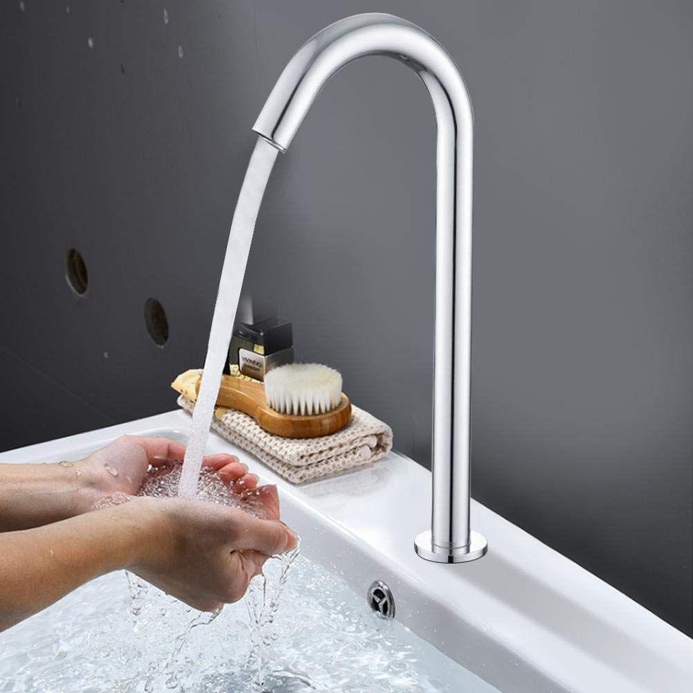 Automatic Induction Water Tap, G1/2in Thread Infrared Sensor Faucet with Control Box - Touchless Hands-Free Cold Water Sink for Bathroom, Kitchen, Public Restroom & Hand Washing Stations (High Spout Design)