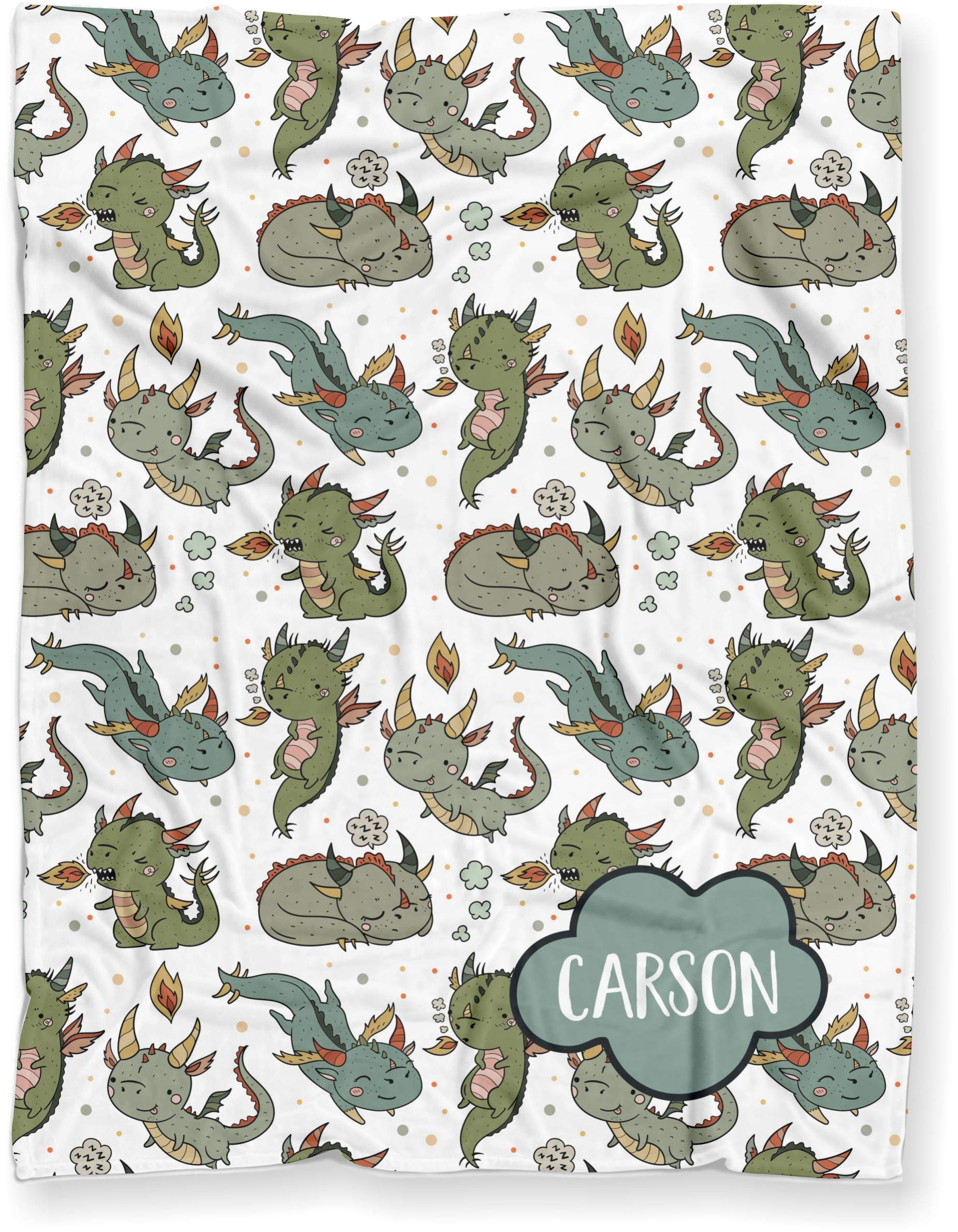 **Personalized Minky Baby Blanket with Cute Dragon Design – Ultra Soft & Silky Nursery Blanket for Boys & Girls – Lightweight Stroller or Tummy Time Blanket – Kawaii Dragon Theme (30