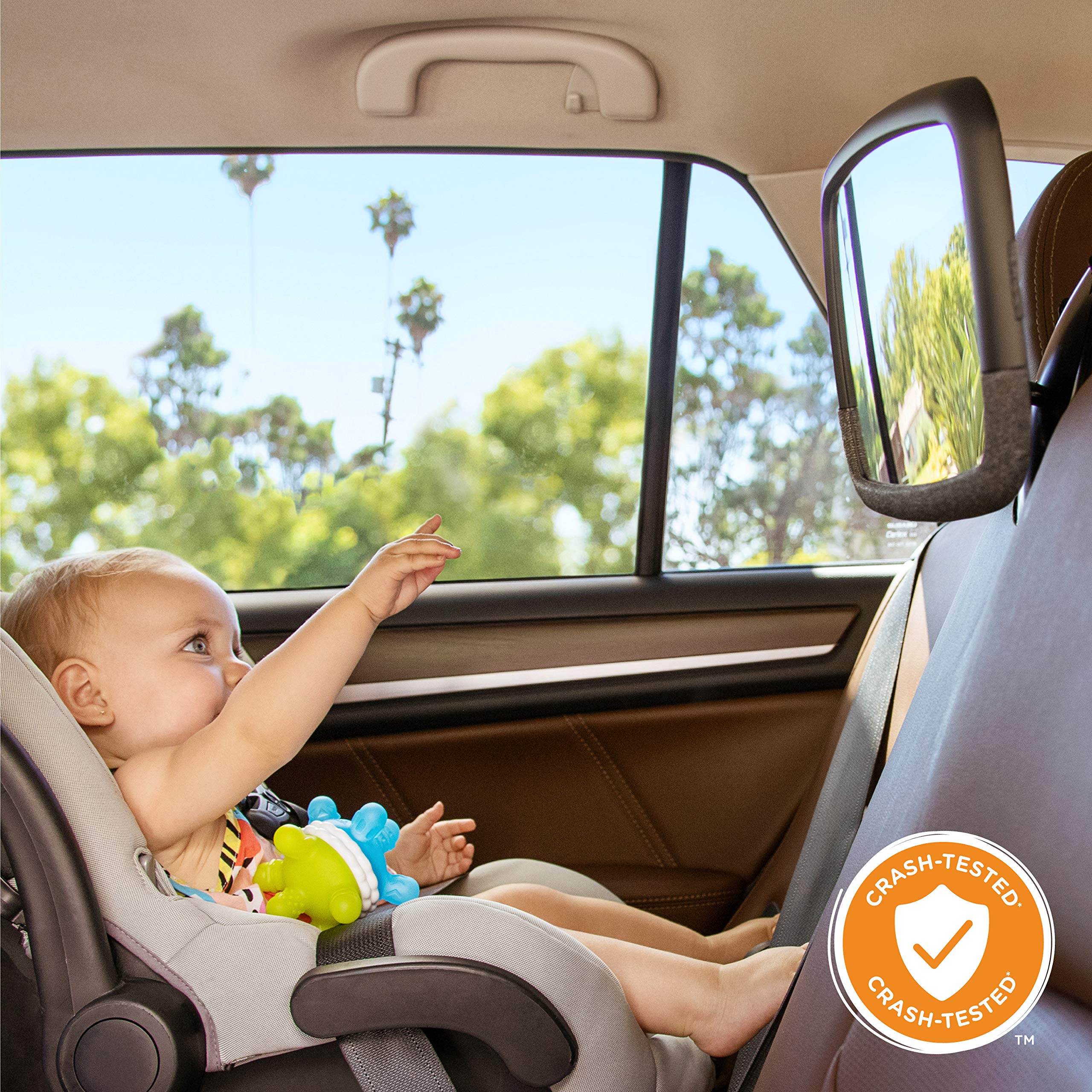 **Munchkin Car Seat Cover & Baby Backseat Mirror Set - Elite Seat Guardian Protector for Under Car Seats & Toddler Booster Seats, Pivot 360° Adjustable Auto Mirror for Rear-Facing Car Seats - Perfect for Safe & Comfortable Family Travel**