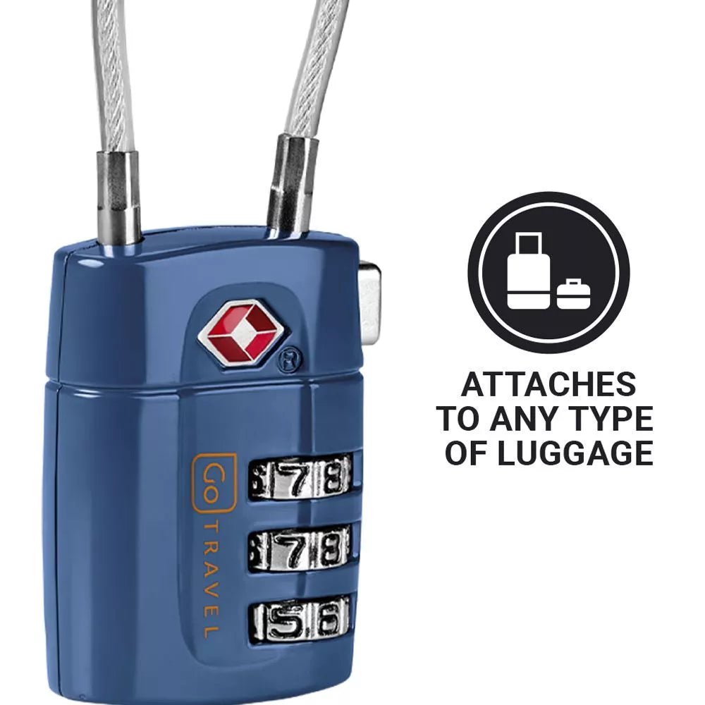 Go Travel Combi Cable Twin Padlocks TSA Approved - Secure Luggage Locks for Travel, Suitcases & Backpacks - Perfect for Airports, Hotels & Hostels