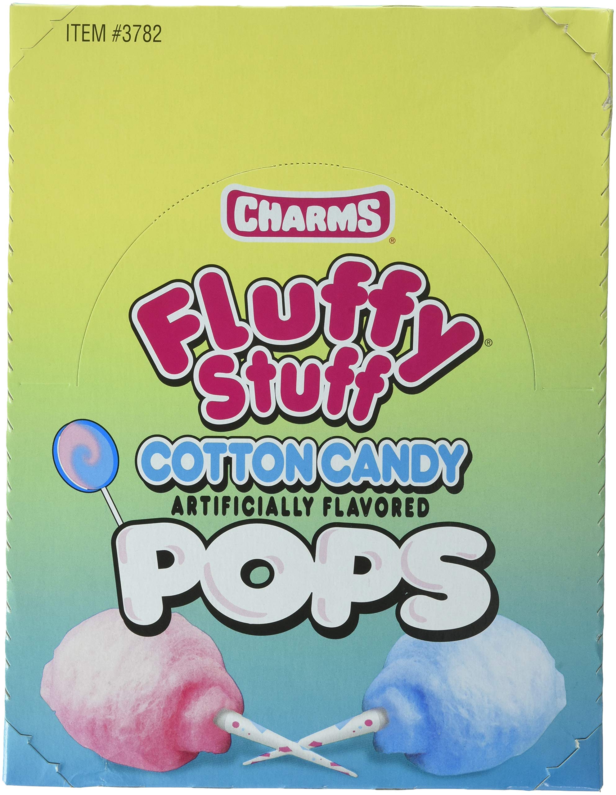 Fluffy Stuff Cotton Candy Pop - 48 Pops by Charms | Sweet Party Favors, Birthday Treats & Carnival Snacks for Kids & Adults | Bulk Cotton Candy for Events, Movie Nights & Dessert Tables