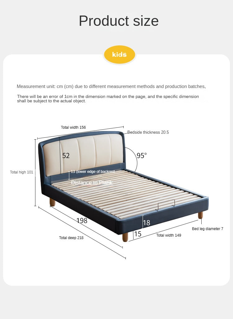 Organic Leather Soft Kids Bed - Durable & Comfortable Toddler Bed for Boys & Girls - Perfect for Nursery, Bedroom & Playroom