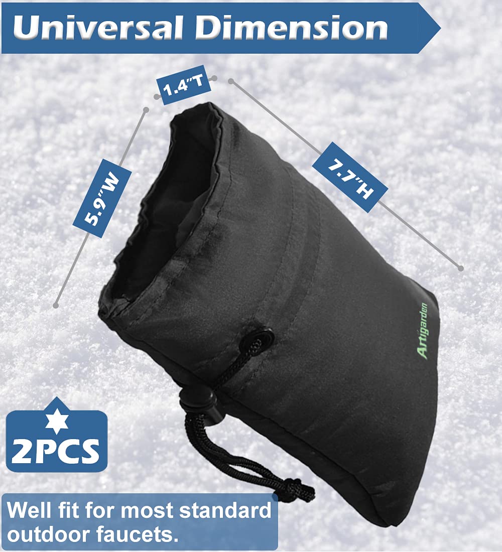 Upgraded Outdoor Faucet Cover for Winter Freeze Protection - Insulated Water Hose Bib Cover for Cold Weather, Black, Pack of 2 - Perfect for Home, Garden, and RV Use in Freezing Temperatures