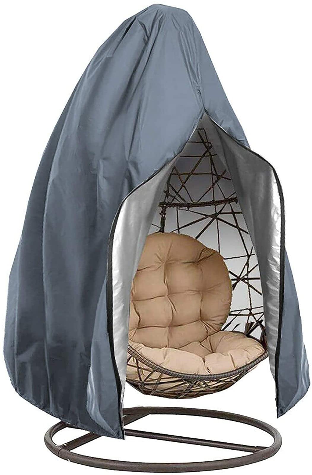 **Durable Waterproof Patio Hanging Egg Chair Cover with Zipper - Lightweight Dust Protector for Outdoor Swing Chairs - Fits Most Furniture (Grey) - Perfect for Backyard, Garden, and Patio Relaxation**