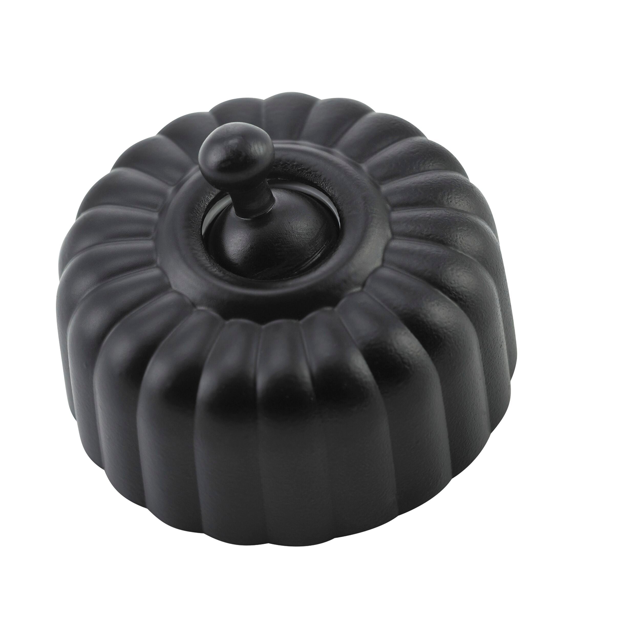 5330 Switch Fluted Matte Black D55xP40mm - Premium Light Switch Cover for Modern Homes, Offices & Commercial Spaces