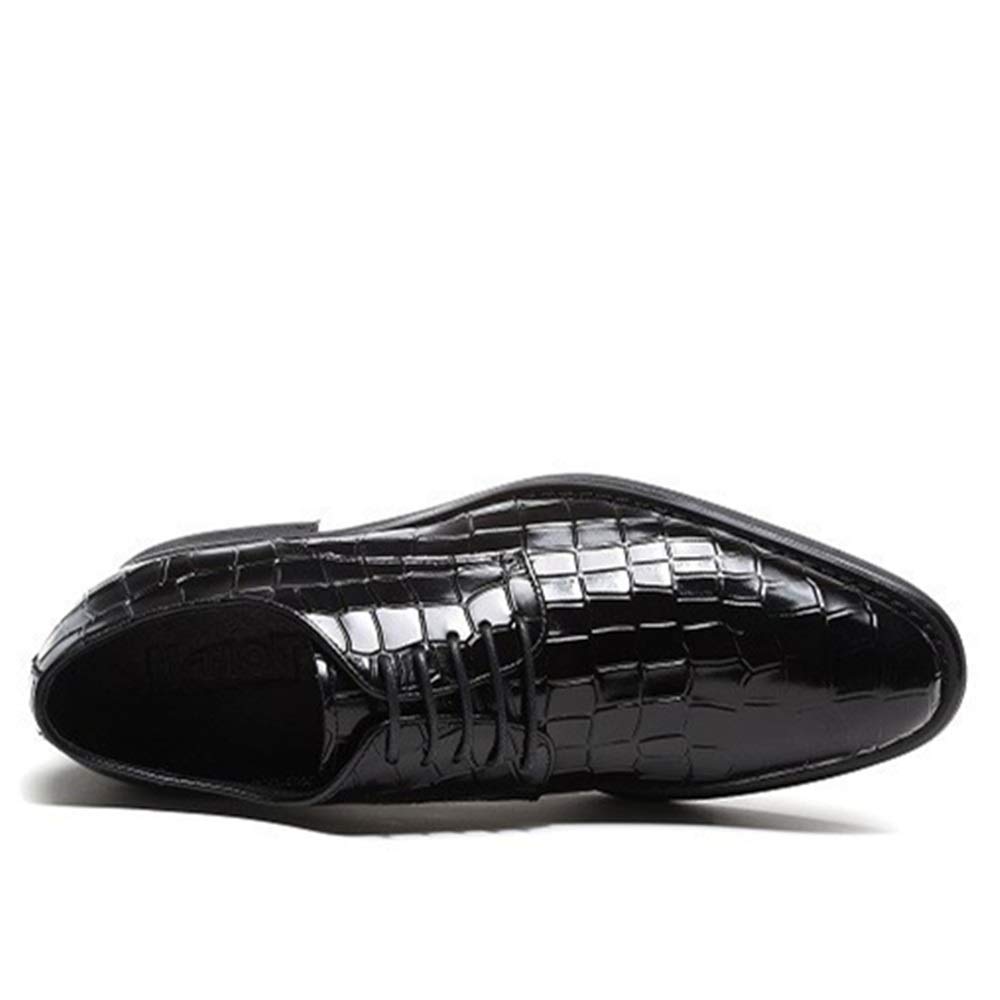 Men's Formal Lace-Up Derby Shoes - Crocodile Embossed Leather, Slip-Resistant Rubber Sole for Wedding & Business Occasions | Perfect for Office, Ceremonies & Special Events