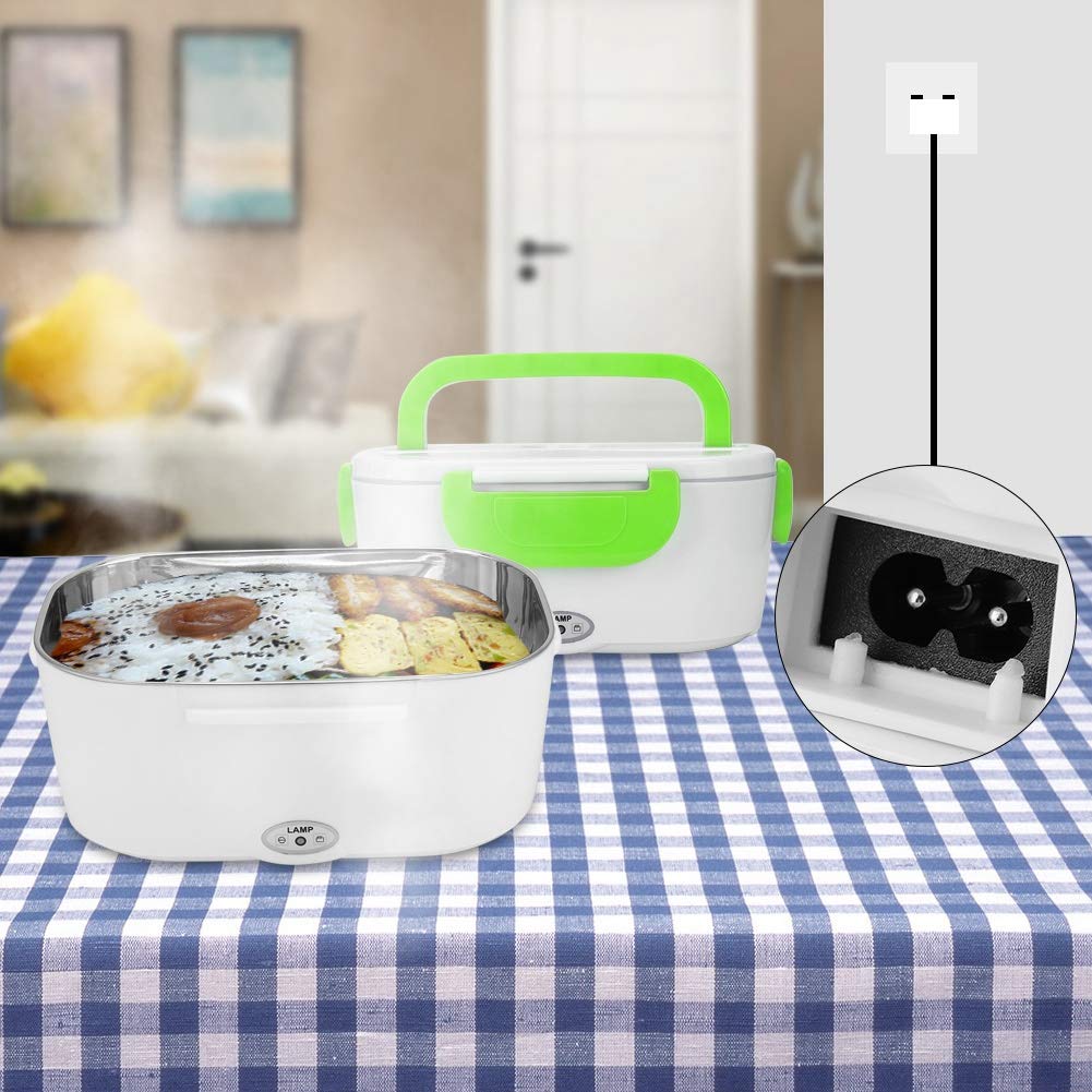 Portable Electric Lunch Box - Insulated Food Warmer for Home & Office, Reusable Heating Food Container with Adjustable Temperature (Green) - Perfect for Meals On-the-Go, Travel & Work Lunch Breaks