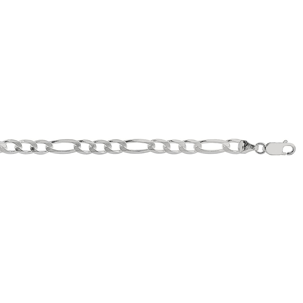 925 Sterling Silver Rhodium Plated Sparkle Cut Figaro Chain Necklace for Women - Adjustable Lengths 16