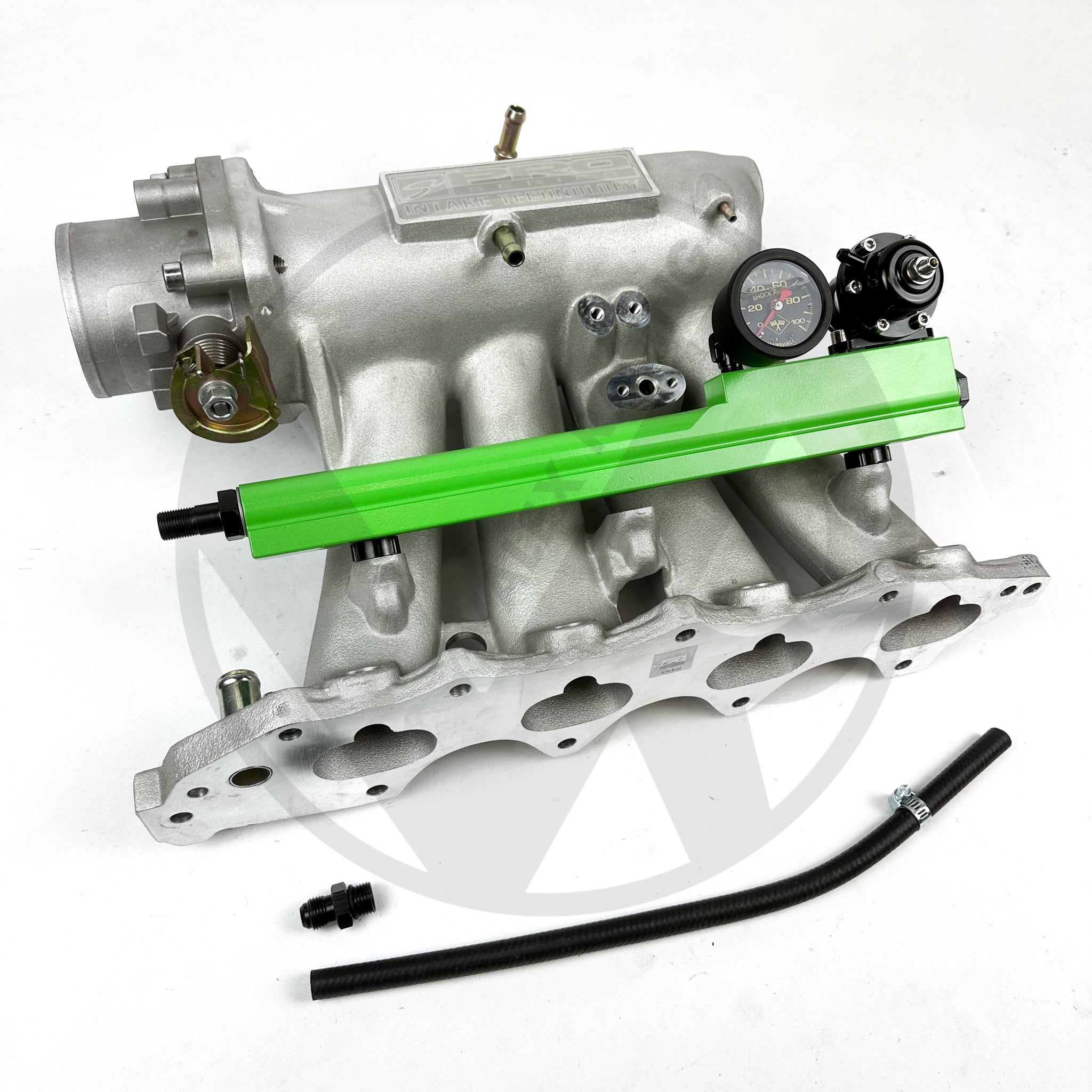 High-Performance B Series Valex Fuel Rail & Regulator with Marshall Gauge - Compatible with Honda Acura B16 B18 B20 Engines (FBO Green) - Ideal for Racing, Tuning, and Performance Upgrades