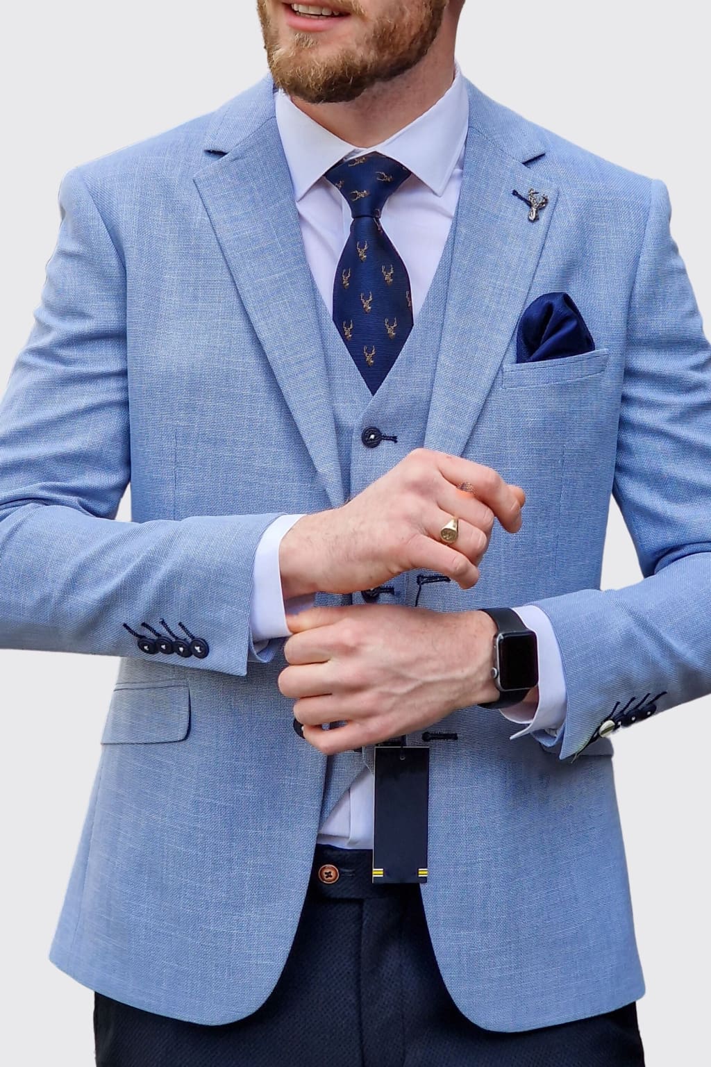 Cavani Miami Men's Sky Blue Blazer - Slim Fit Lightweight Sport Coat for Business Casual & Wedding - Perfect for Office, Parties & Formal Events