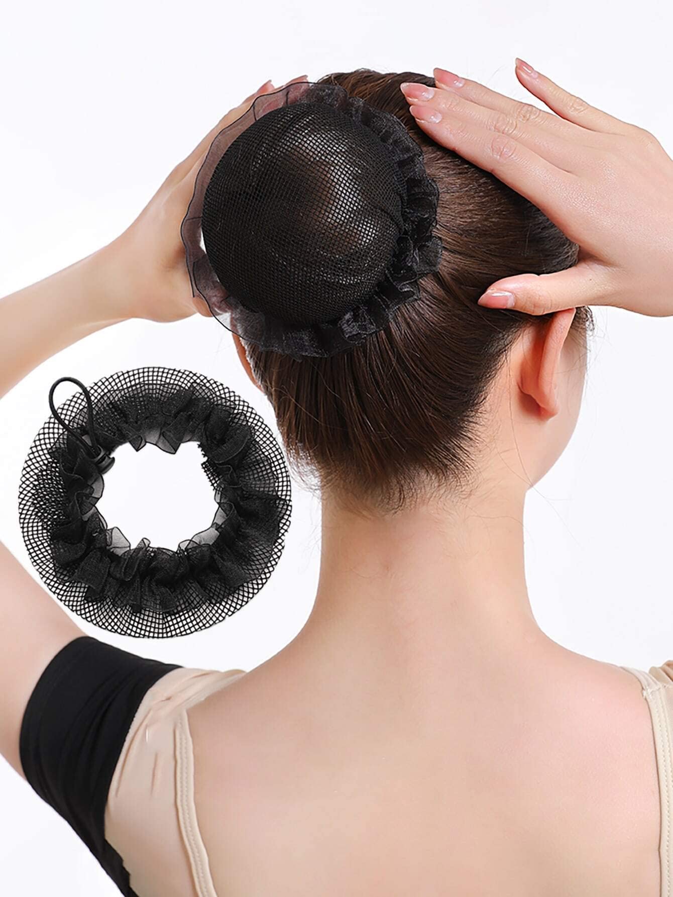 Women's Scrunchies 2pcs - Mesh Hair Ties for Thick Hair - Gym & Daily Use