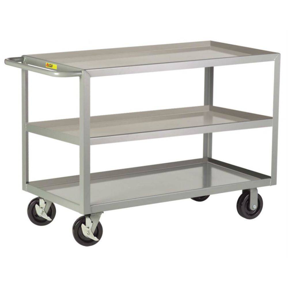 Heavy Duty Shelf Truck with Lips - Industrial Utility Cart for Warehouses, Garages & Retail Stores - Durable Steel Storage Cart with Wheels for Easy Transport