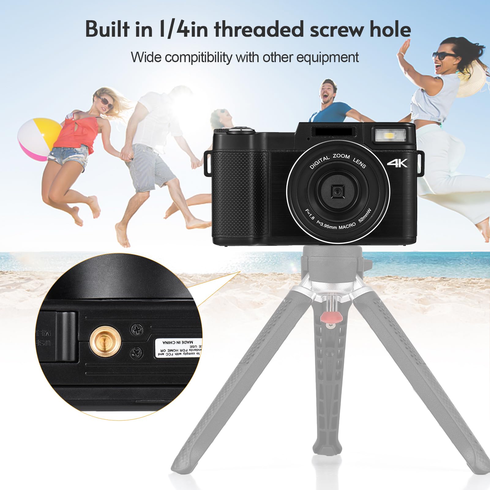 Sunydog 4K 48MP Digital Camera with Rotatable 3.0-inch TFT Screen, 16X Zoom & 128GB Expandable Memory - Includes 2 Batteries & 32GB Card - Perfect for Travel, Vlogging, and Outdoor Photography