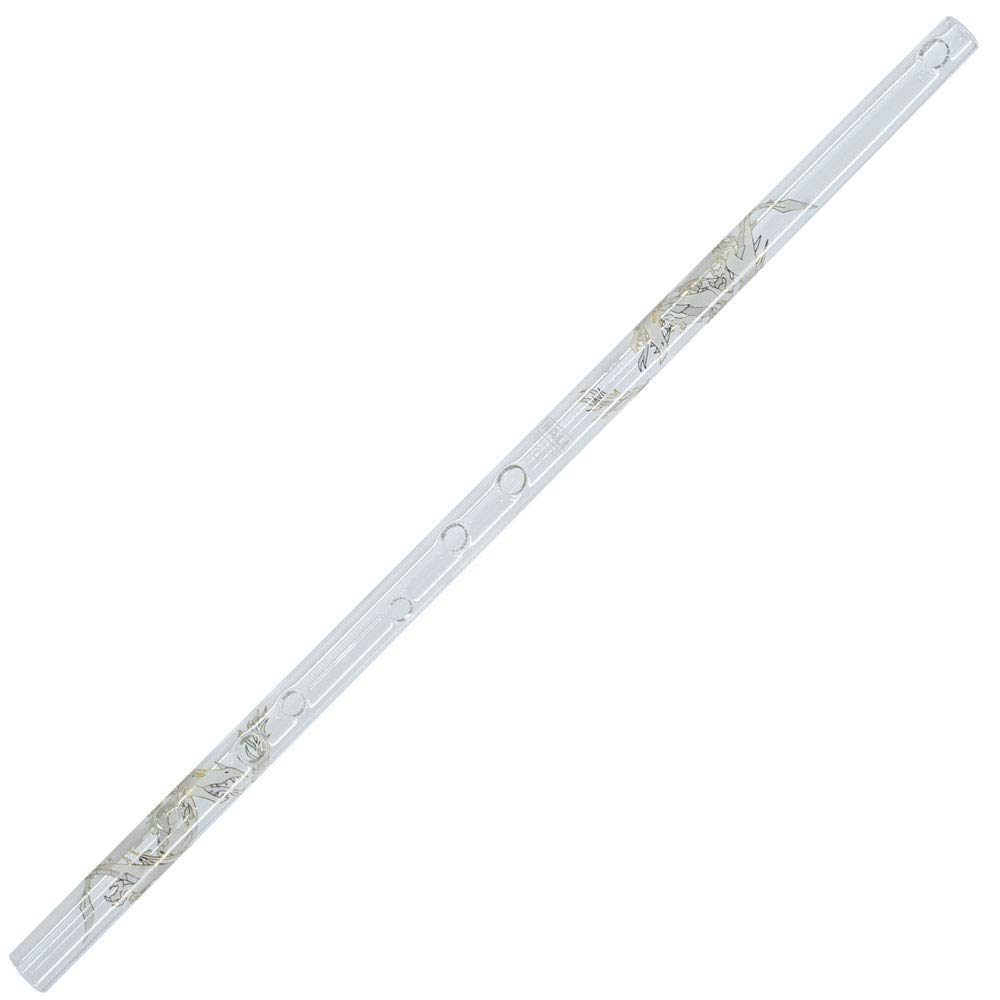 Hall Crystal Flute 22209 - D Key Offset Glass Flute with White Dragon Design - Perfect for Orchestras, Weddings & Professional Performances