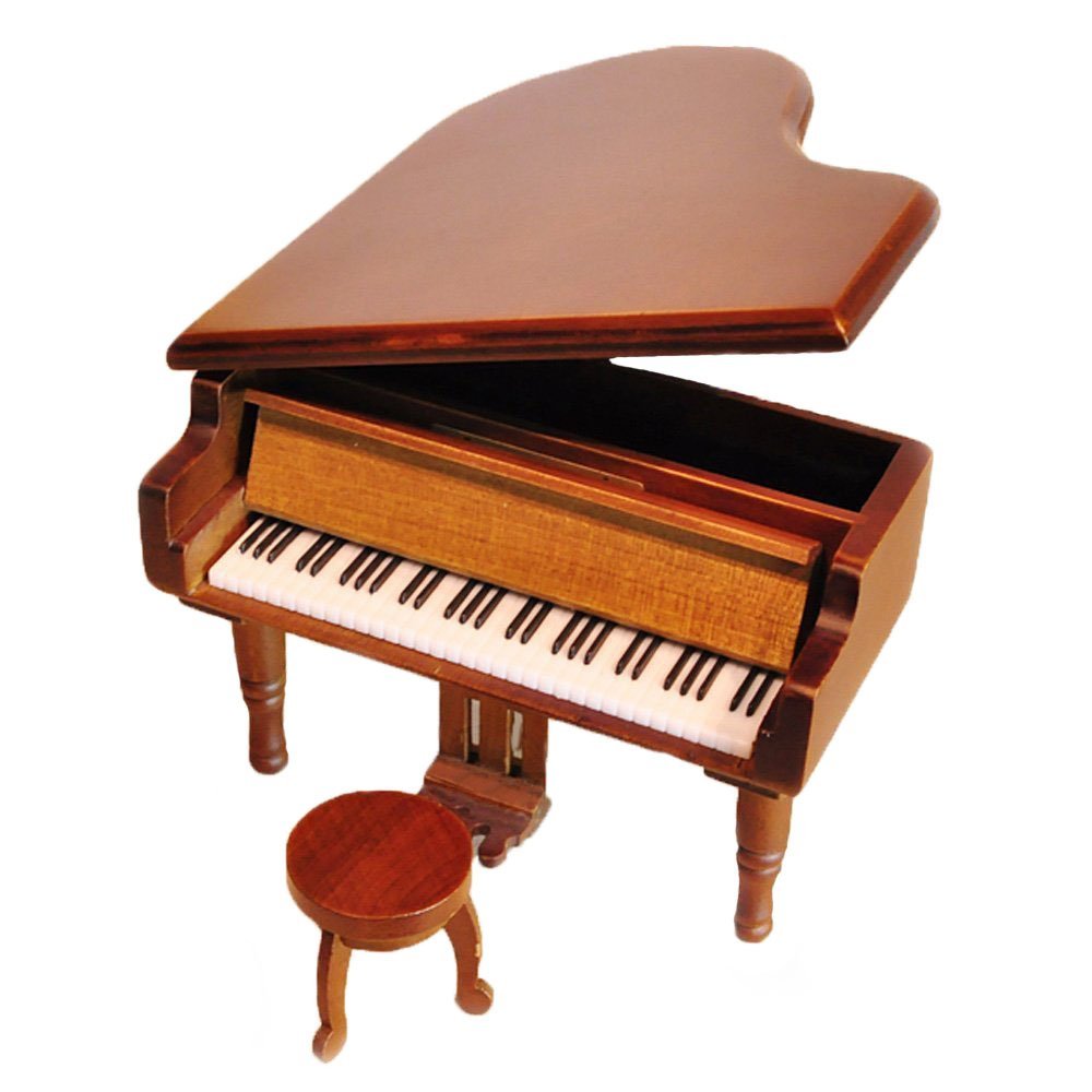 Vintage Wind-Up Wooden Piano Music Box - Swan Lake Melody with Silver-Plated Movement - Handcrafted Wooden Simulation Gift for Birthdays, Weddings & Anniversaries - Perfect for Home Decor, Romantic Gifts and Collectibles