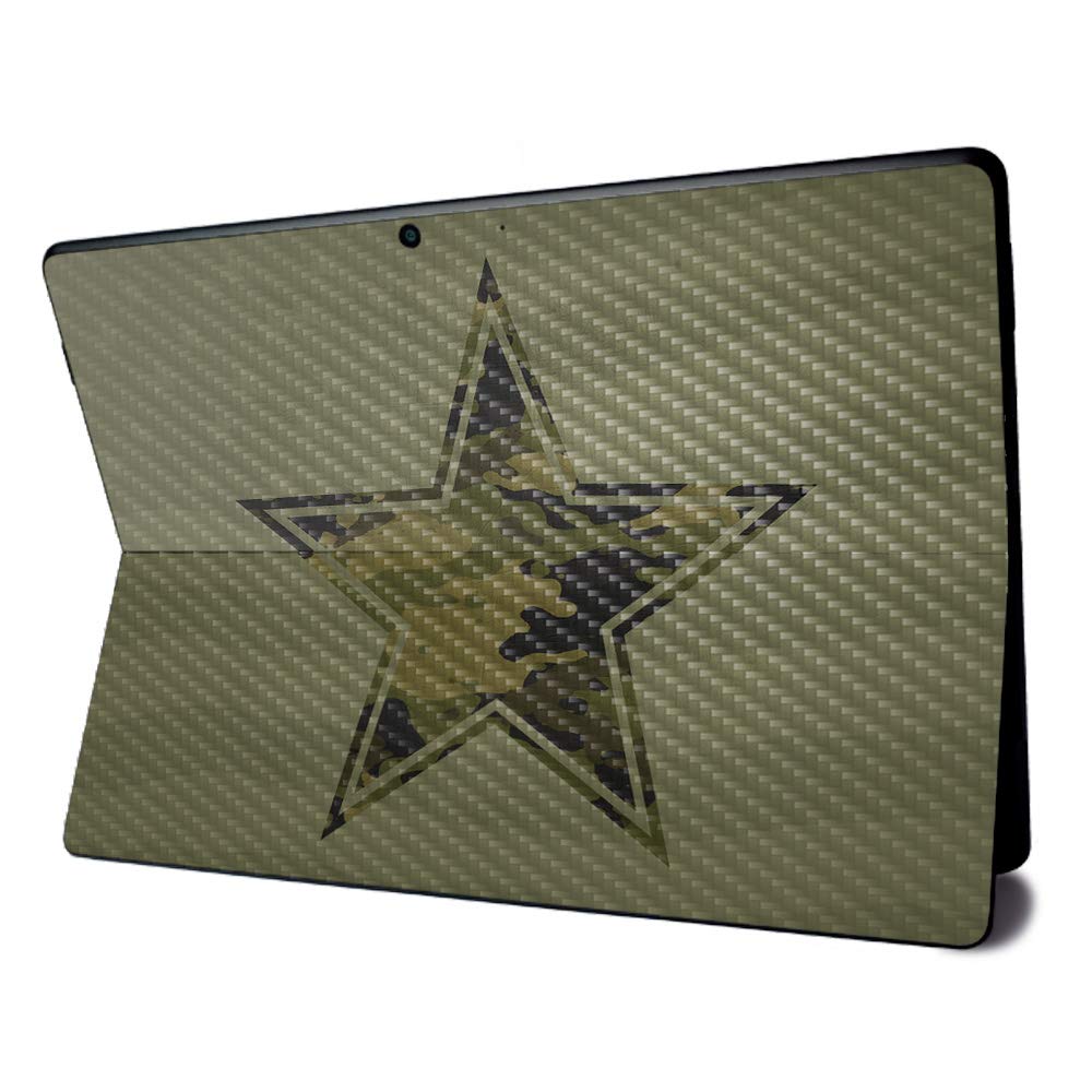 MightySkins Carbon Fiber Skin for Microsoft Surface Pro X - Army Star | Textured Protective Vinyl Wrap | Easy to Apply & Remove | Made in USA | Perfect for Work, Travel & Personalization