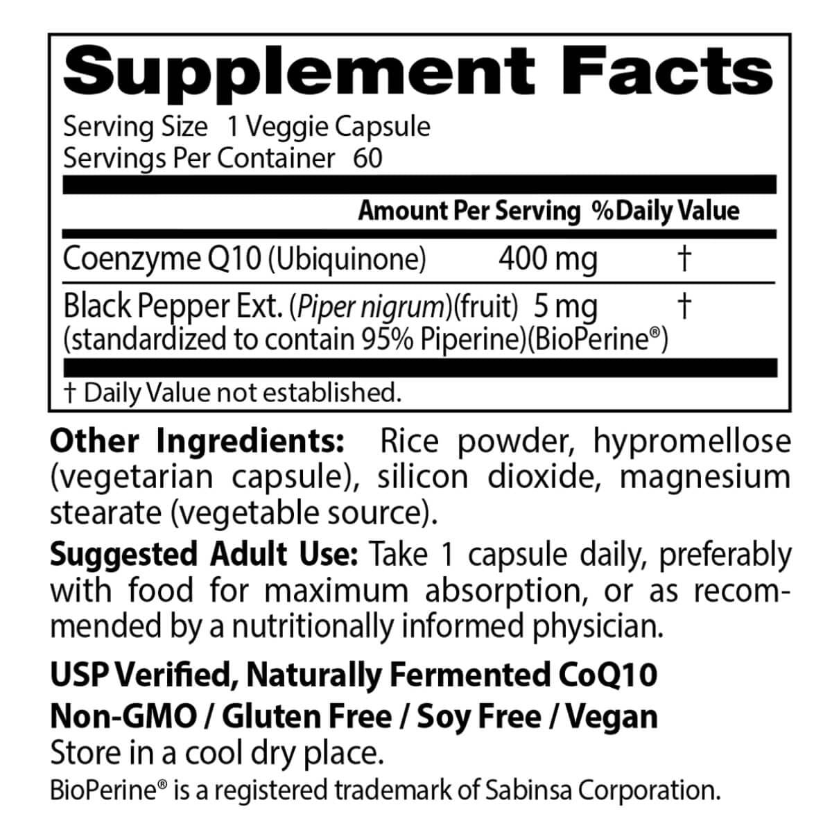 Doctor's Best High Absorption CoQ10 400mg with BioPerine - 60 Vegetarian Capsules for Heart Health, Energy Support & Antioxidant Protection - Perfect for Adults Seeking Cardiovascular Wellness