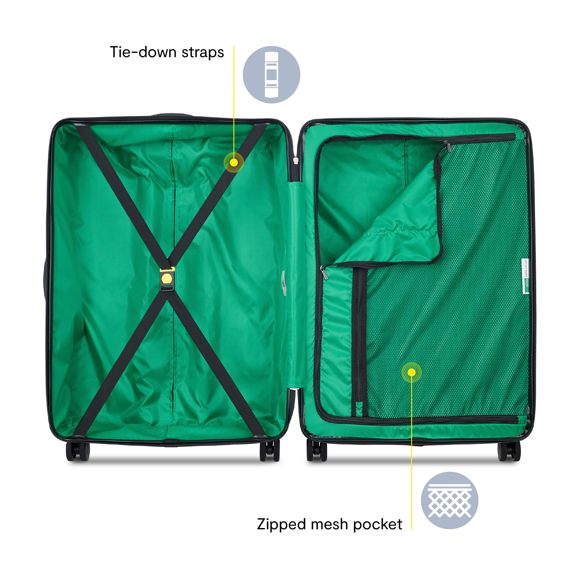 United Colors of Benetton 27 Inch Hardside Spinner Luggage - Black Checked Large Suitcase for Travel, Business Trips & Vacation Packing