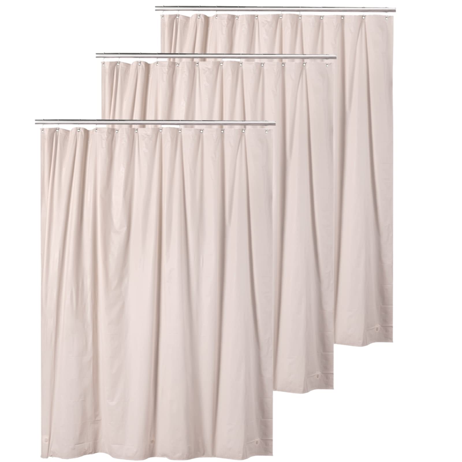 Premium 3-Pack Ivory Waterproof Shower Curtain Set with Magnetic Liner & Hooks - Heavy Duty 70x72 Inch Bathroom Decor for Luxury Spa Experience