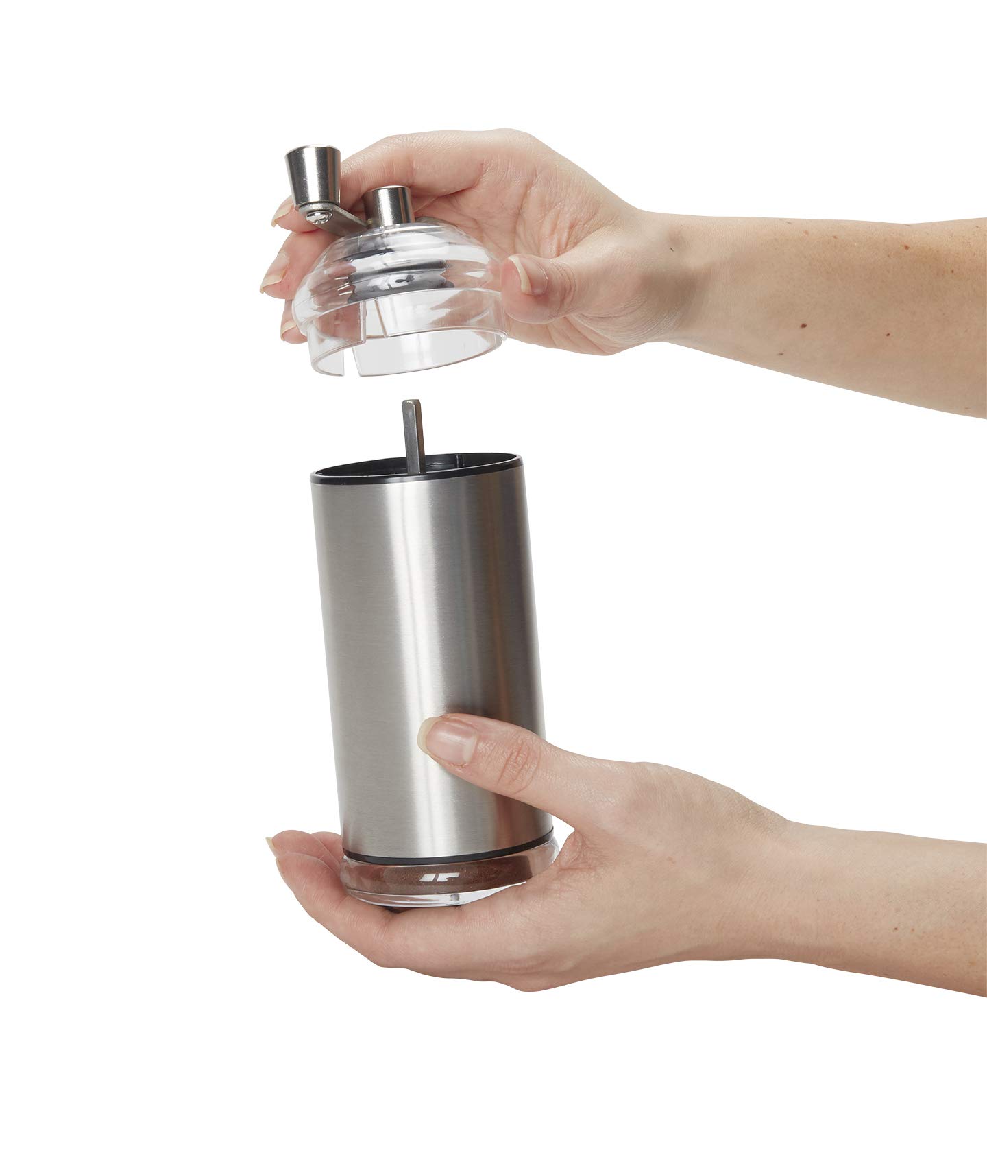 Premium Copco Compact Manual Adjustable Coffee Grinder - 6.5 Inch Stainless Steel Burr Mill for Fresh Ground Coffee - Perfect for Home, Office & Travel Use