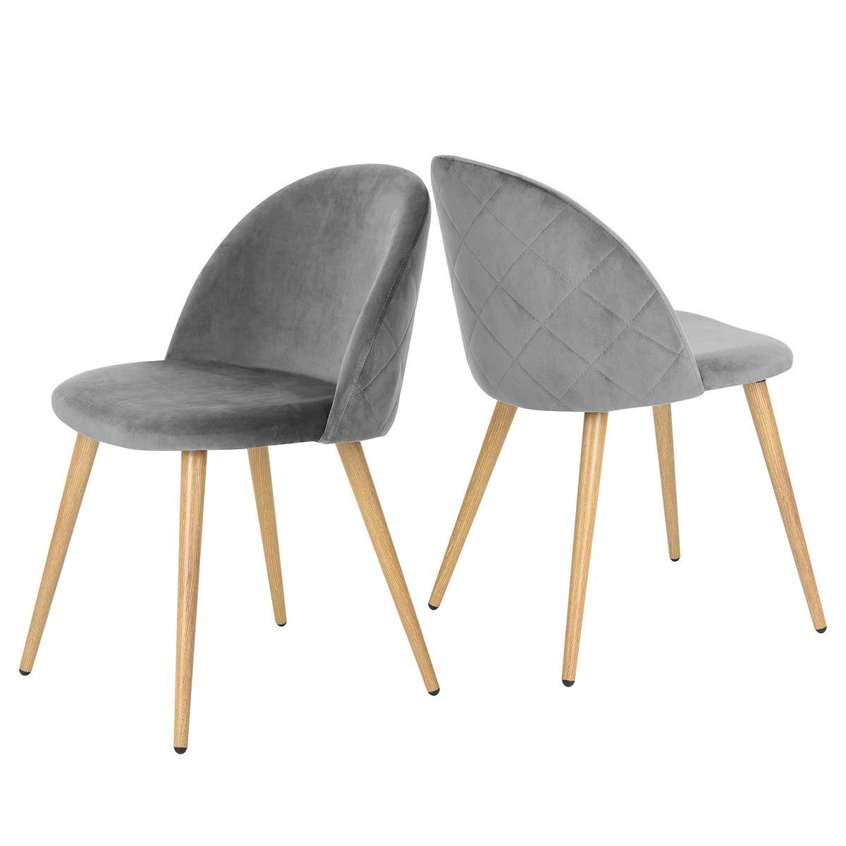 CozyCasa Modern Velvet Dining Chairs Set of 2 - Grey Upholstered Armchairs with Comfortable Seat for Living Room, Kitchen & Guest Room | Perfect for Dinner Parties, Home Decor & Accent Seating