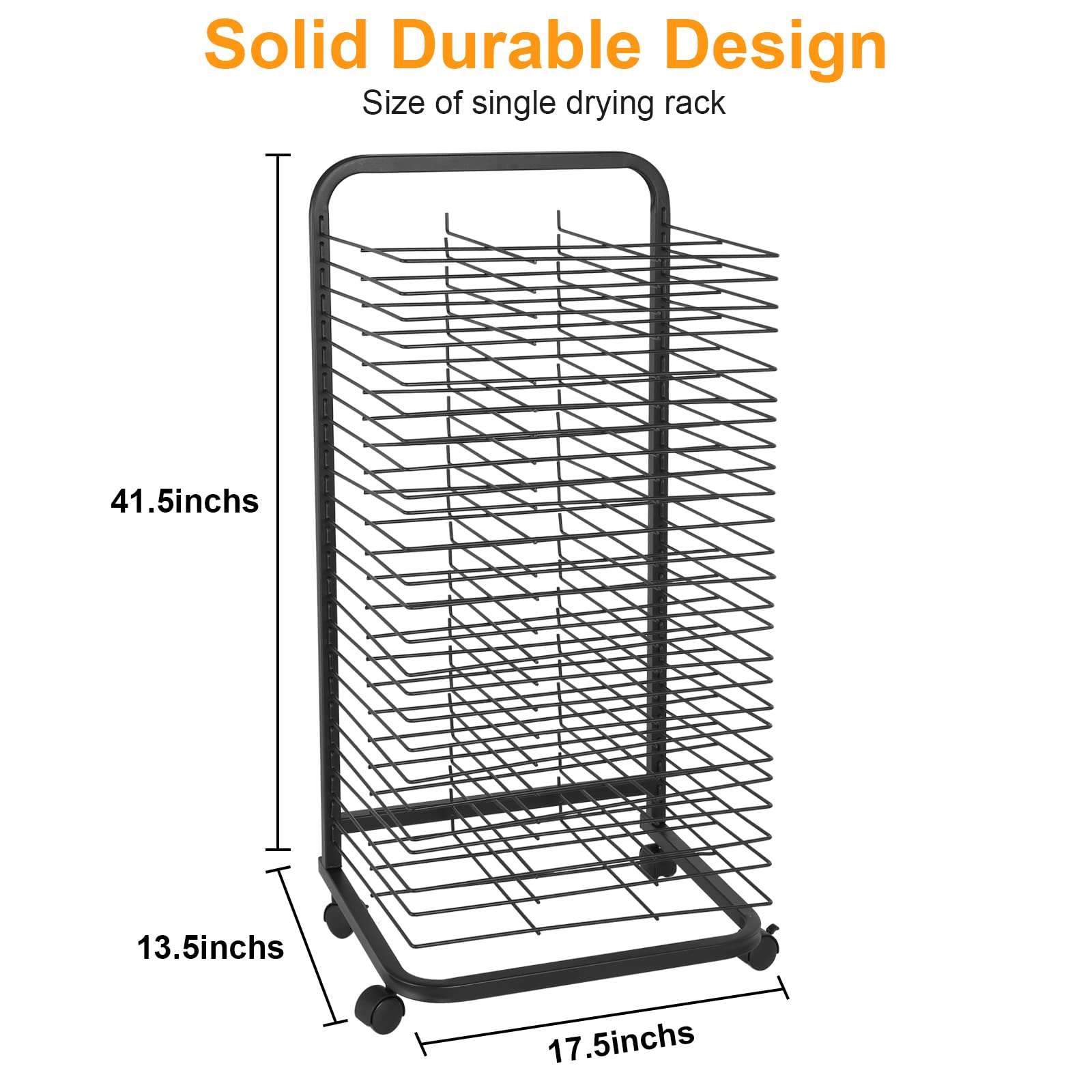 GARVEE 25-Shelf Art Drying Rack - 41.5 Inch Tall Adjustable Mobile Storage for Artists | Perfect for Painting Studios, Classroom & Home Art Projects