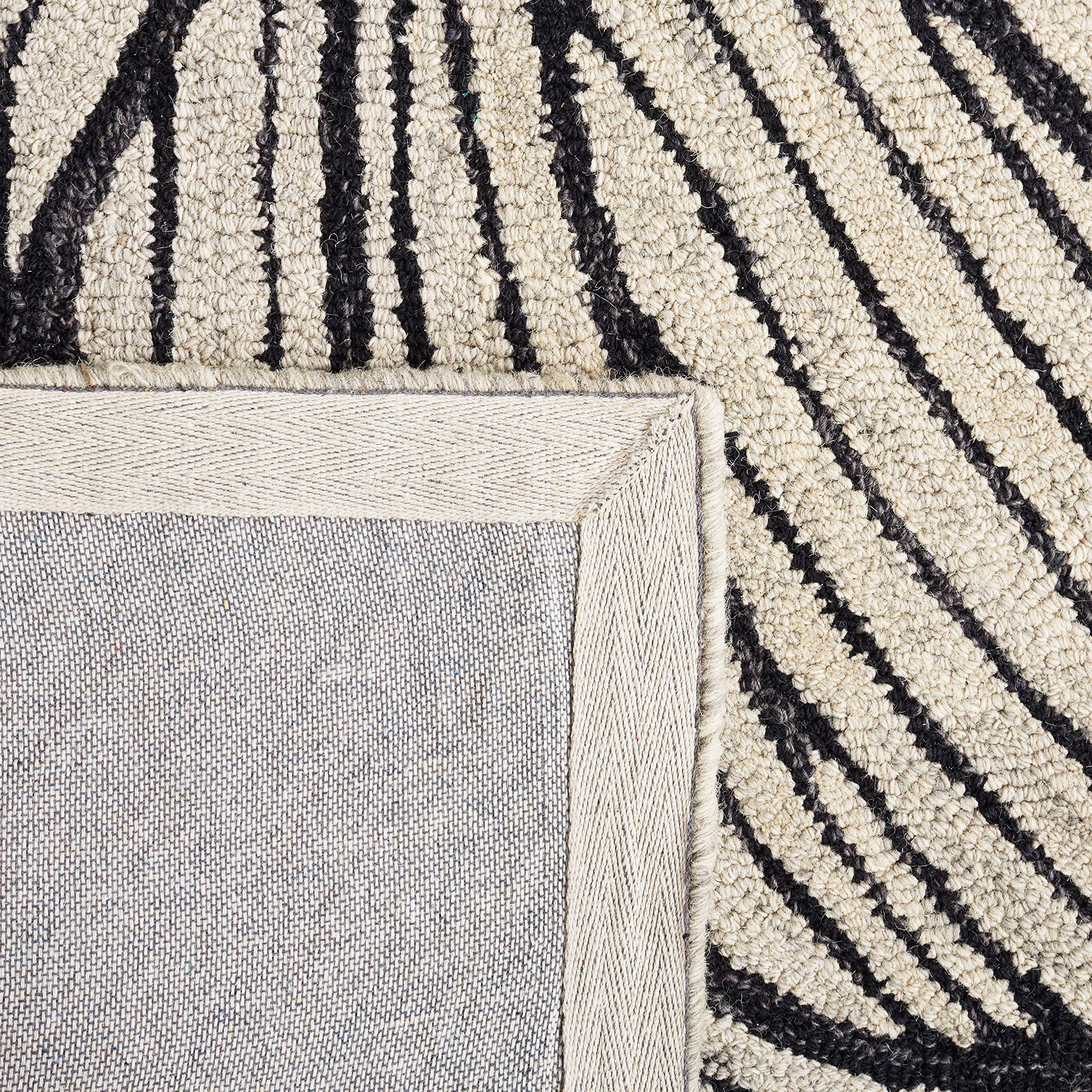 SAFAVIEH Metro Collection 6' Square Black Ivory Wool Area Rug - Handmade Premium Rug for Living Room, Dining Room & Bedroom | Soft & Durable Floor Decor for Home & Office