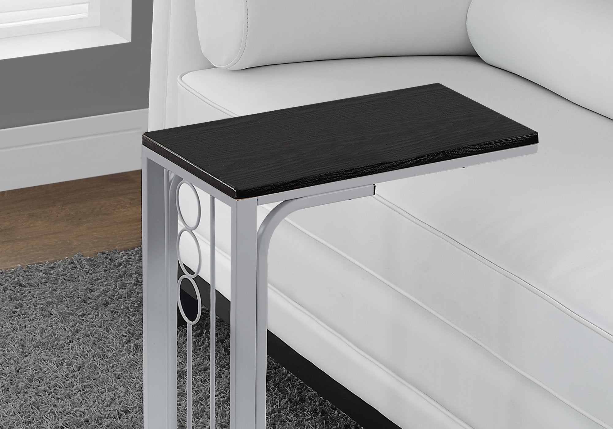 Modern Black Top & Silver Metal Accent Table - Stylish Side Table for Living Room, Bedroom, or Office Decor