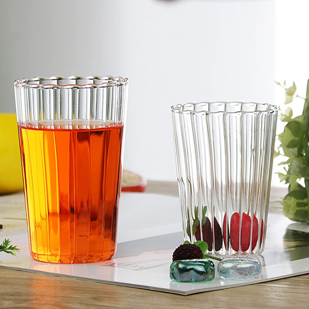Elegant Wave Shaped Clear Crystal Glass Creamer Pitcher - Coffee Milk Creamer Jug with Embossed Stripe Design - Perfect for Serving Coffee, Milk, Tea, and Sauces in Kitchen, Dining Room, or Restaurant