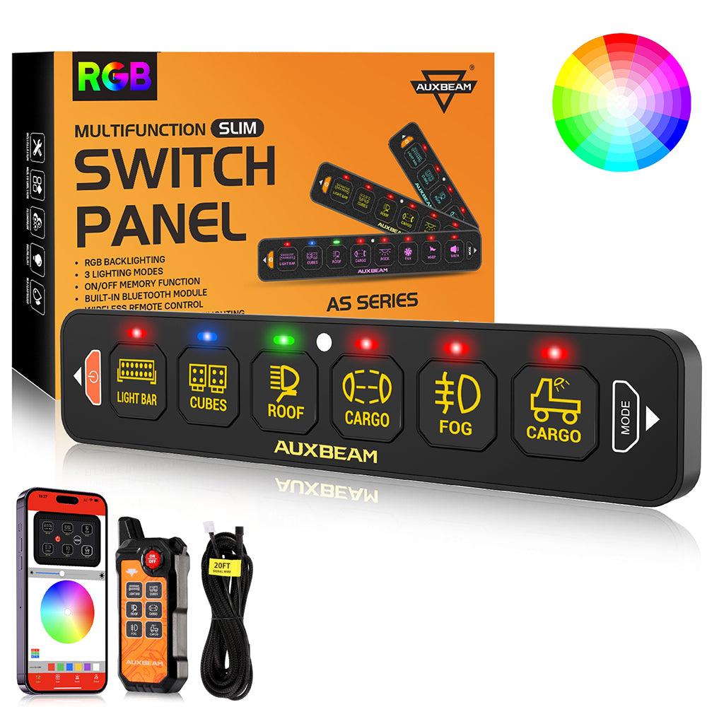 AS 600 RGB Slim Switch Panel with APP & Remote Control - Toggle/Momentary/Pulsed Modes - Single Outlet for Smart Home, Gaming Setup & RV Lighting Control
