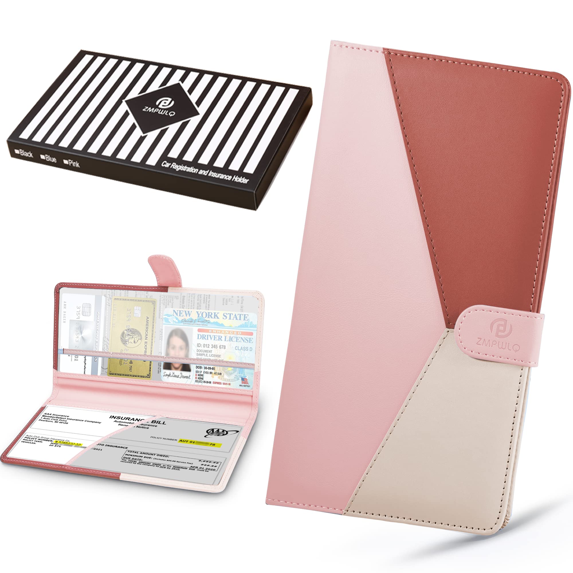 Premium Leather Car Registration and Insurance Holder with Magnetic Closure - Essential Vehicle Document Organizer for Glove Box, Wallet, or Travel Use