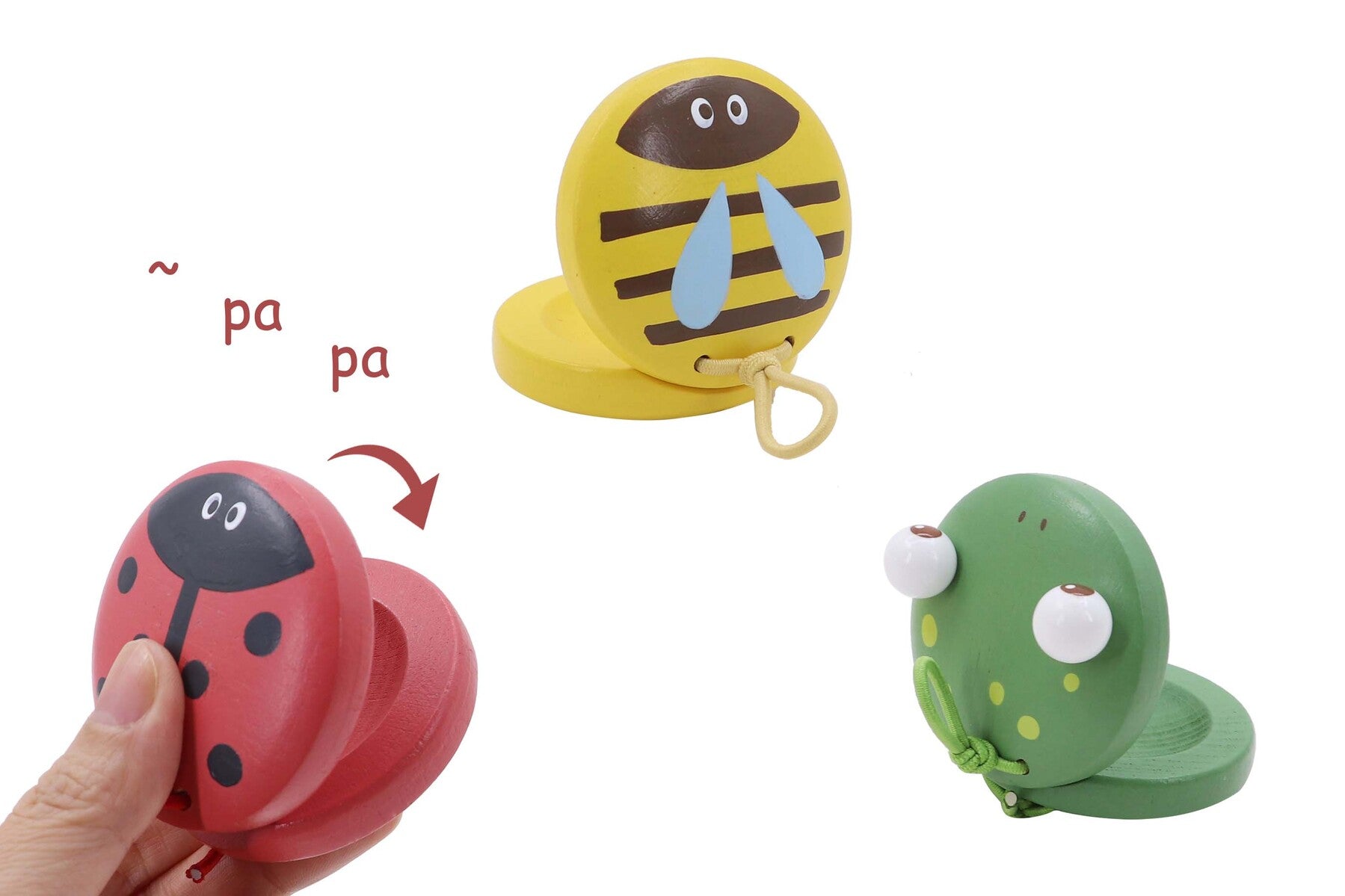 Kaper Kidz Wooden Animal Castanets - Musical Instrument for Kids, Toddler Percussion Toy, Early Learning Music Gift for Children - Perfect for Classroom, Birthday Parties & Music Time