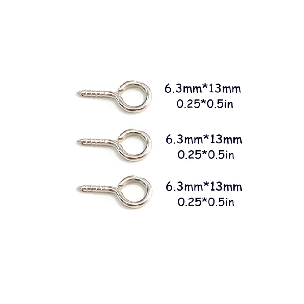300 Pcs Silver Small Screw Eye Pins, 6.5 x 13mm Eye Hook Pins for Jewelry Making, DIY Crafts, Beading & Scrapbooking - Perfect for Earrings, Necklaces & Home Decor Projects