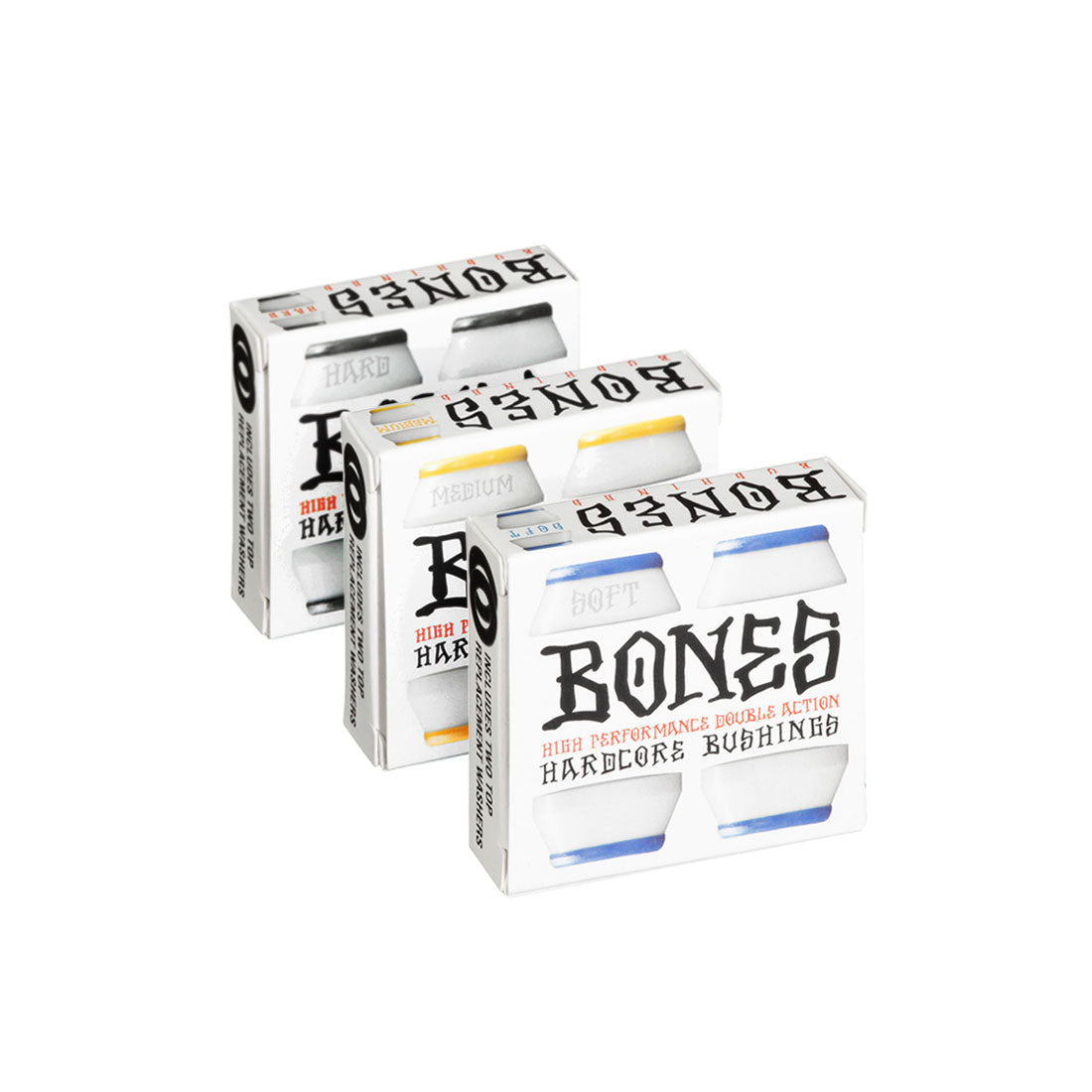 Bones Hardcore Conical Skateboard Bushings 4-Pack (White) - Perfect for Skateboard Trucks and Longboard Setup