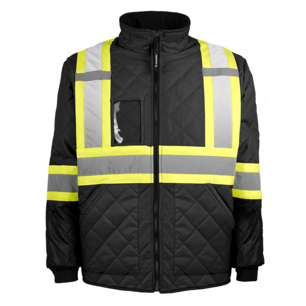 Terra Hi-Vis Lined Freezer Work Jacket 116505 - Black | Reflective Safety Jacket for Cold Storage & Warehouse Workers