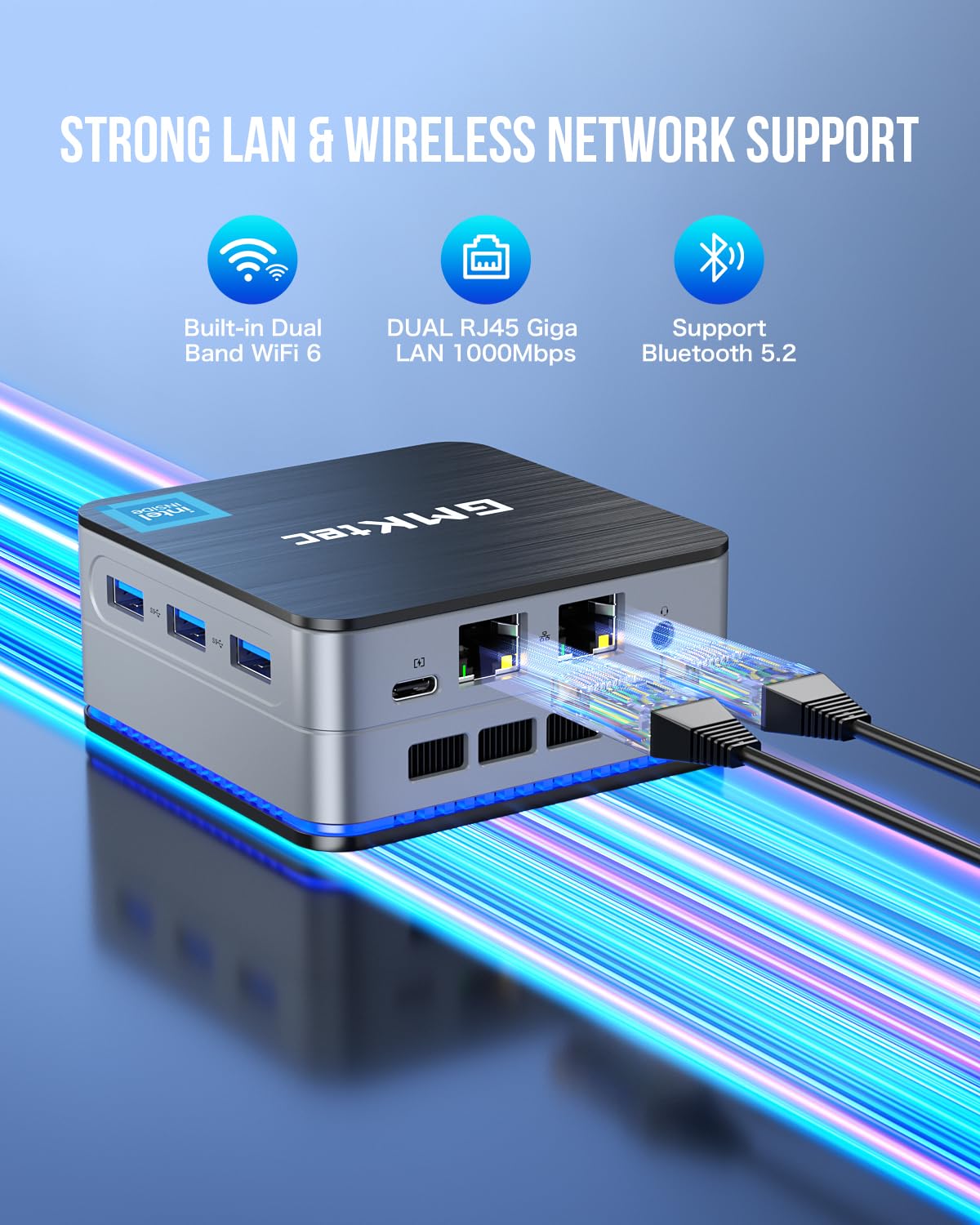 GMKtec Mini PC Intel N150 (3.6GHz Turbo) 12GB DDR5 256GB SSD, Tiny Desktop Computer with 4K Triple Display, WiFi 6, Bluetooth 5.2, Dual LAN - Energy Efficient Small PC for Home Office, Gaming & Digital Signage