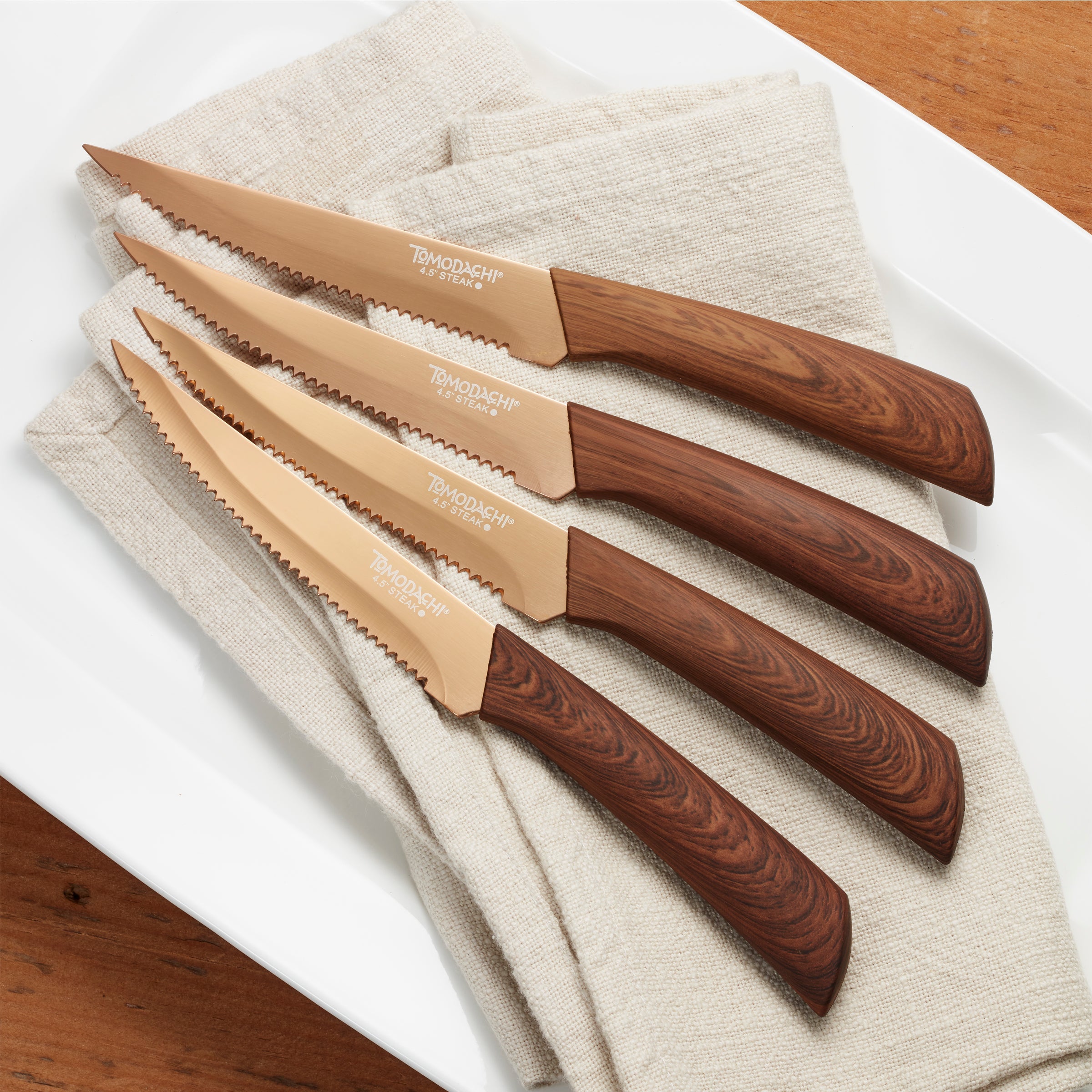 Premium Raintree Steak Knives Set of 4 - High-Quality Stainless Steel Serrated Blades for Perfect Steak Cutting - Ideal for Dinner Parties, BBQs, and Home Kitchens