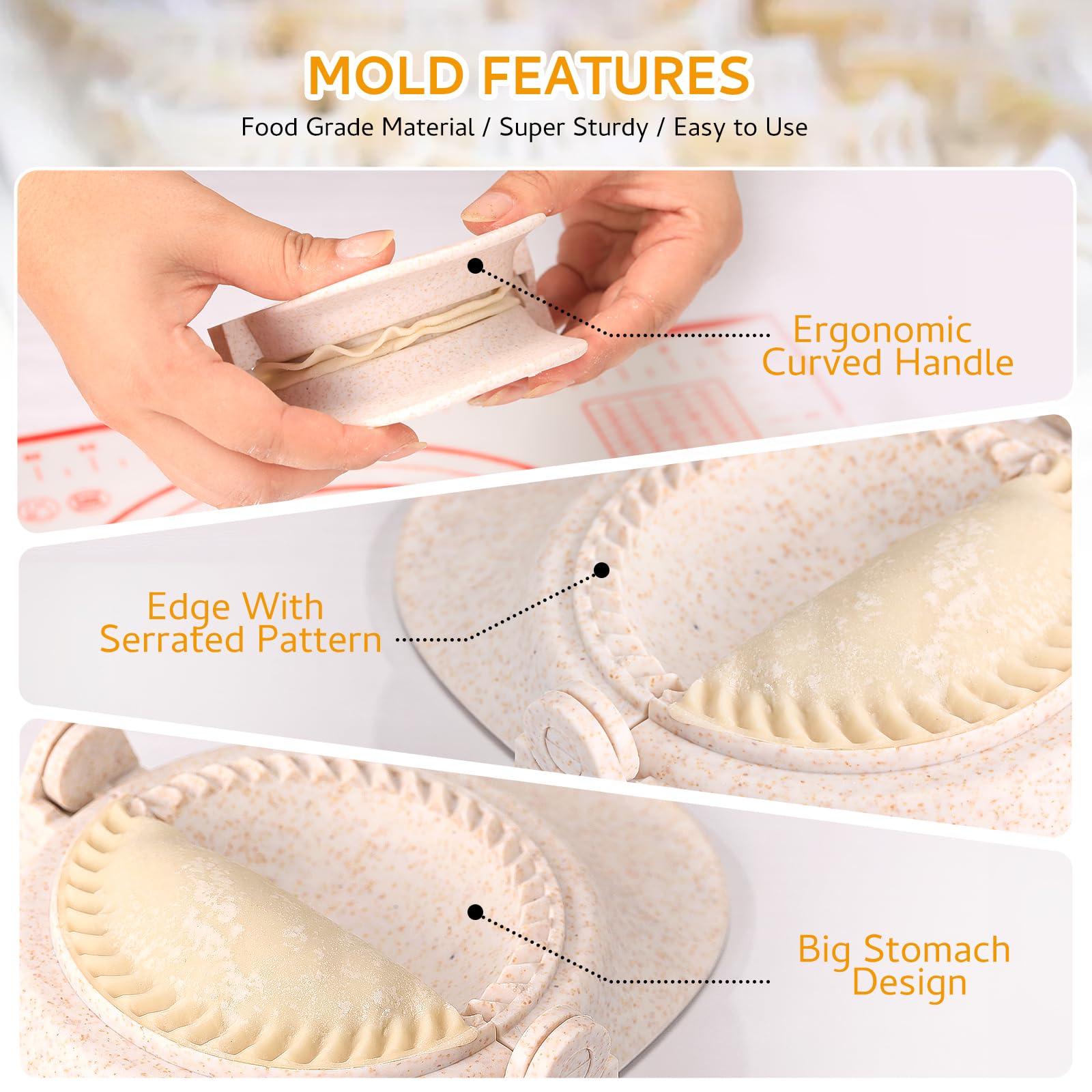 7-Piece Dumpling Maker Kit - All-in-One Empanada & Gyoza Press Set with Molds & Cutters - Kitchen Gadgets for Asian Cooking - Perfect Gift for Home Chefs (Beige) | Make Dumplings, Wontons & More at Home