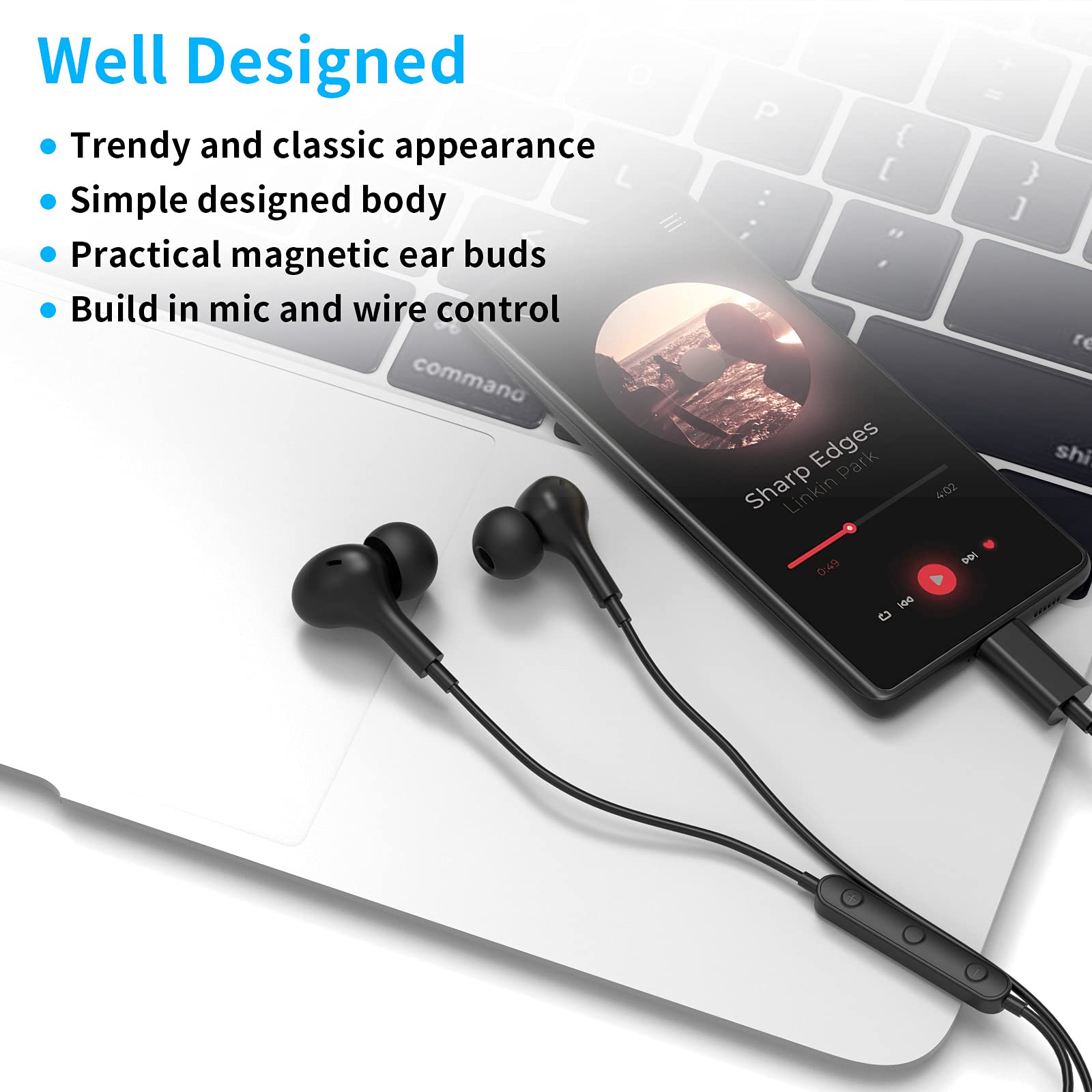Wireless Bluetooth Headphones with Built-in Mic & Volume Control - Compatible with Samsung, Pixel, iPad Pro, Air, Mini, OnePlus - Perfect for Gaming, Workouts, Travel & Online Meetings